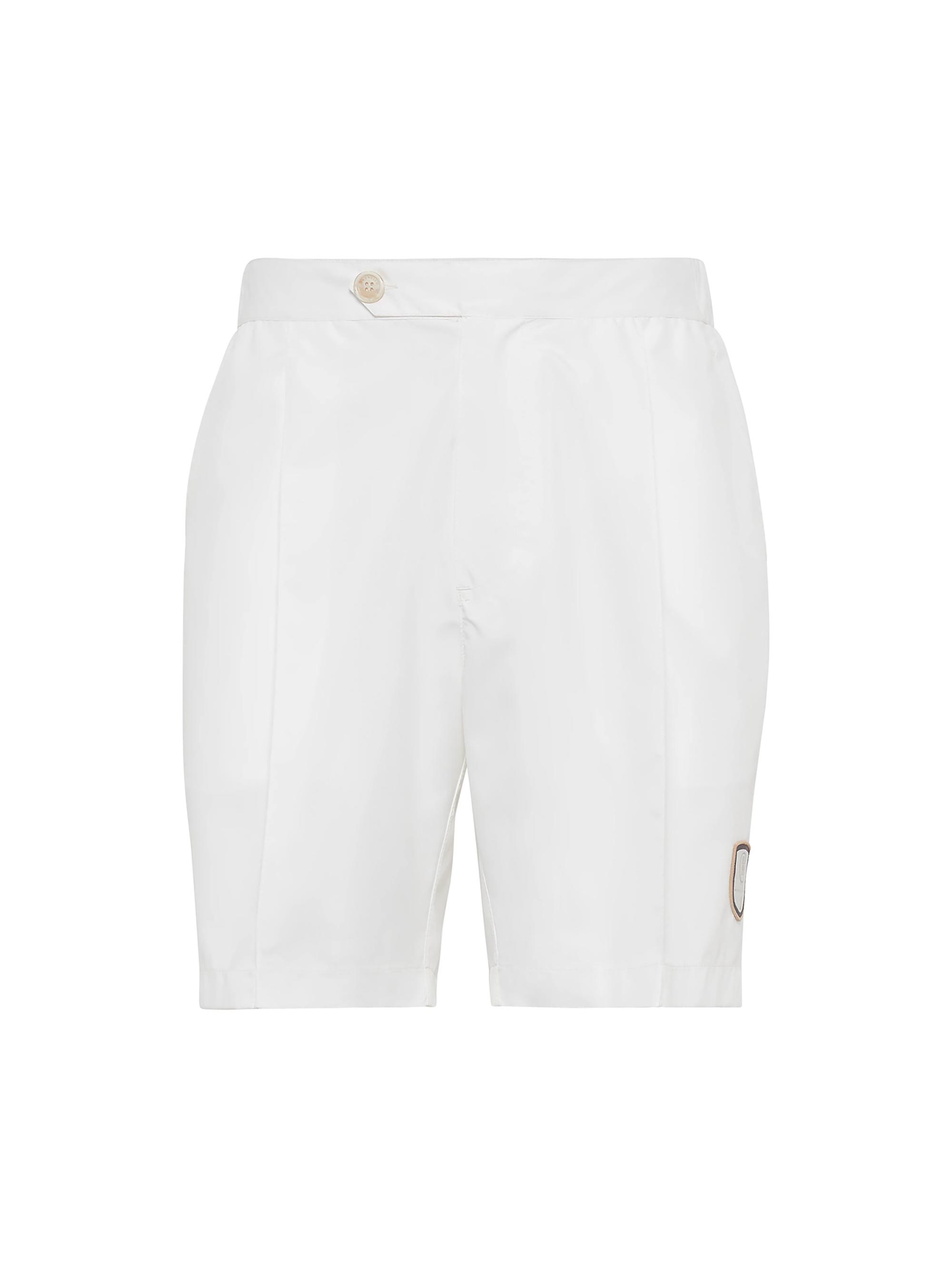 Brunello Cucinelli Men's Nylon Pleated Bermuda Shorts - White