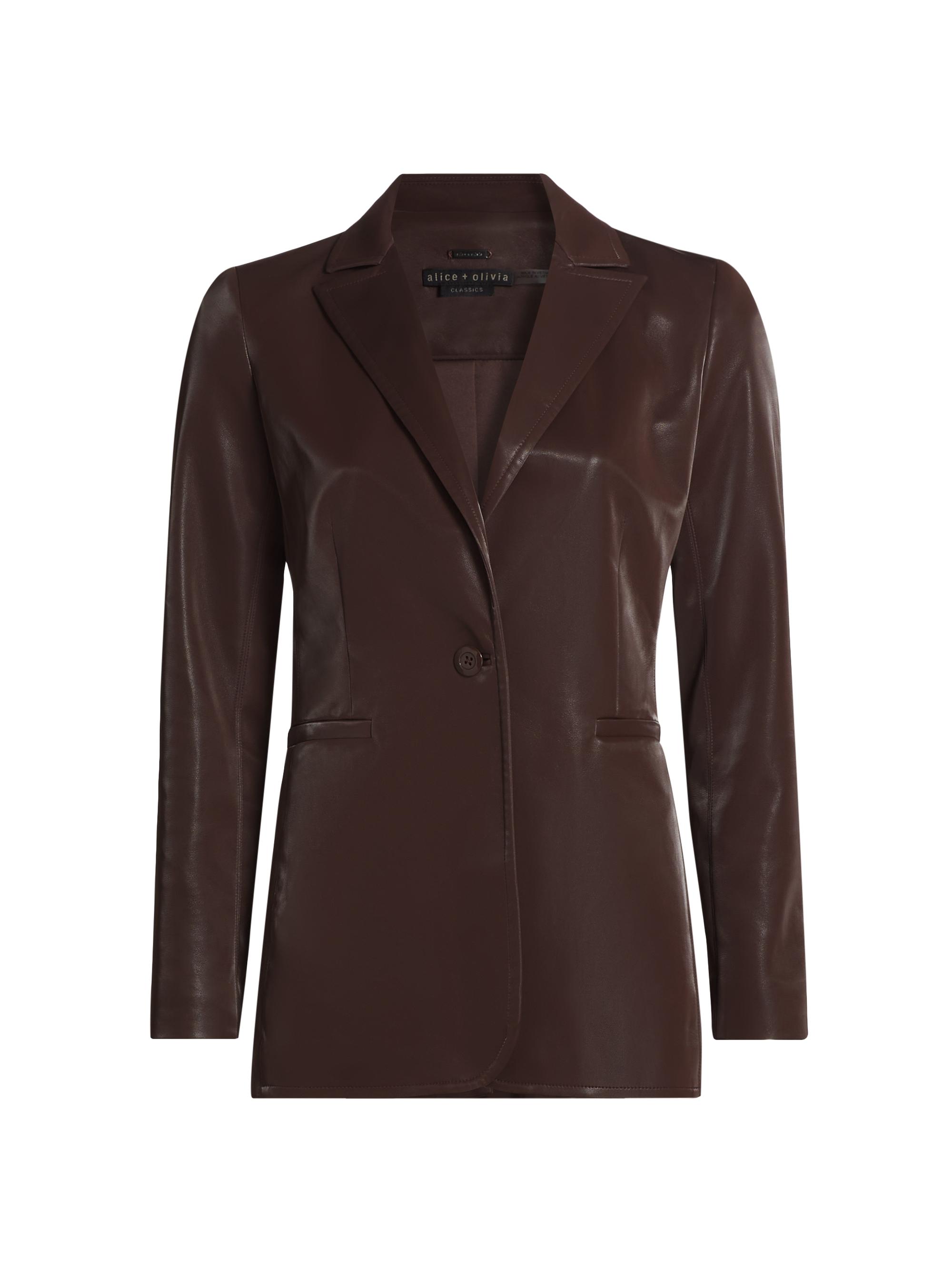 Alice + Olivia Breann Faux-Leather Single-Breasted Blazer | Saks