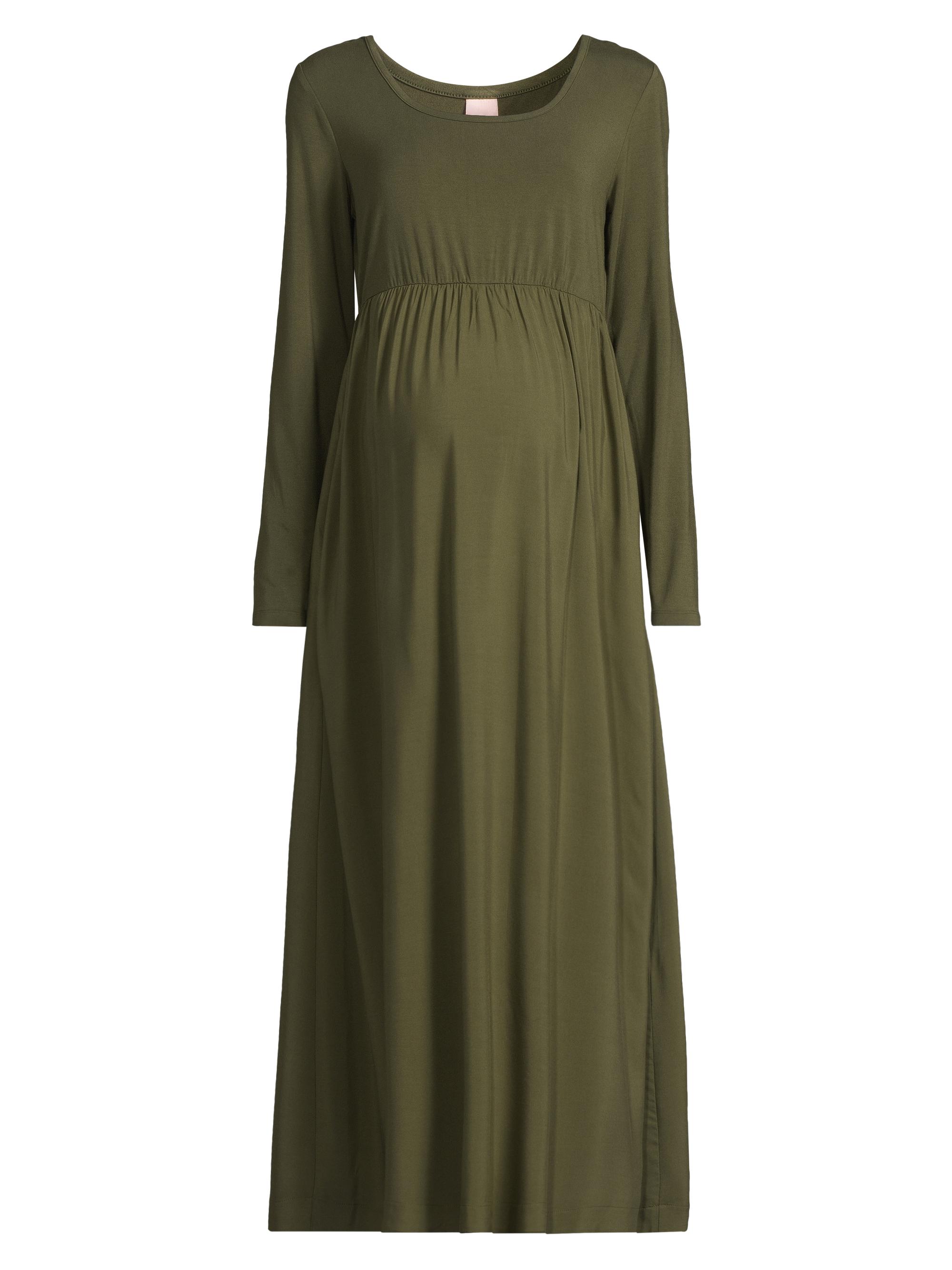 Nom Maternity Women's Maeve Shirred Midi-Dress - Moss