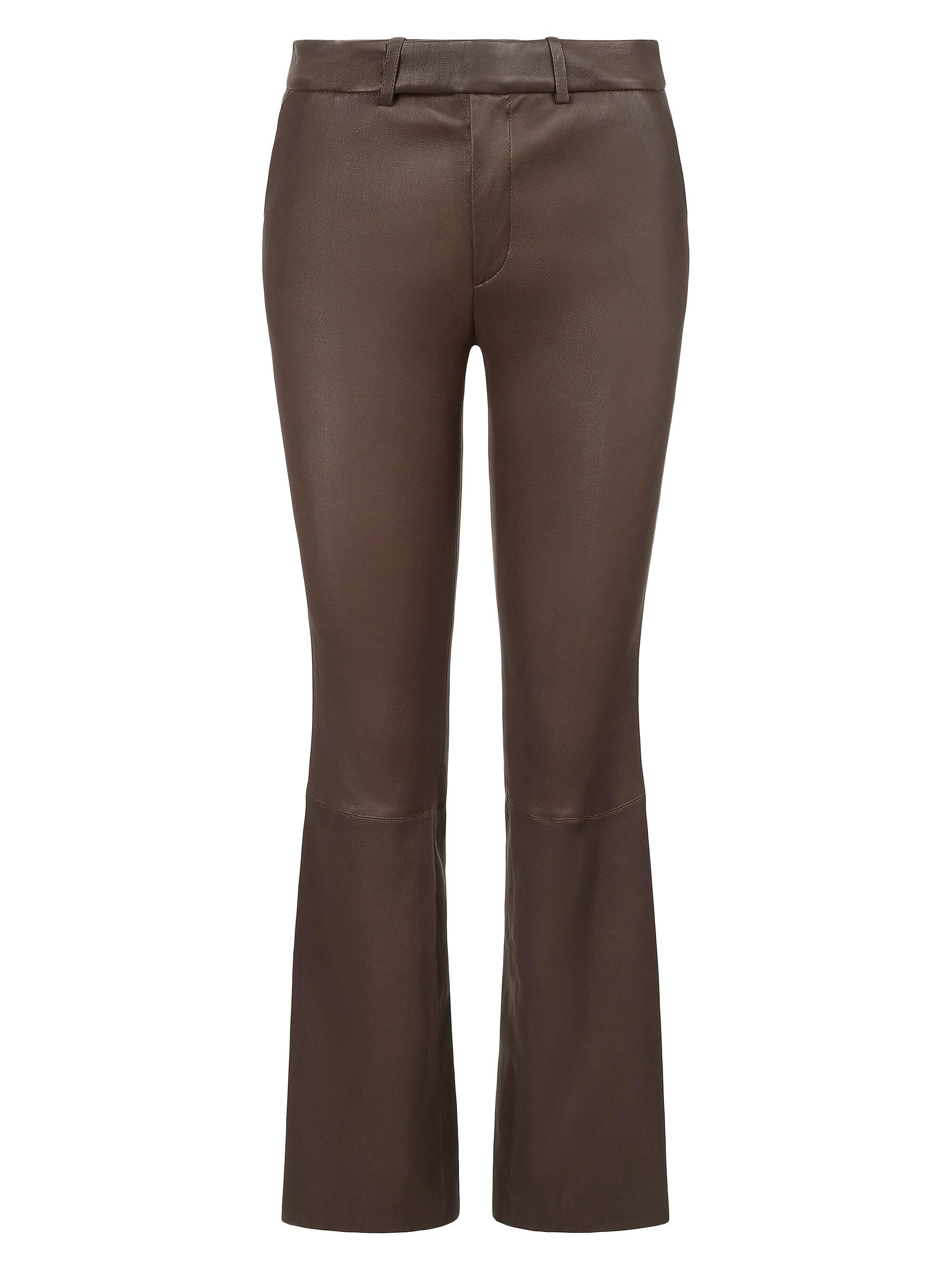 Staud Women's Hanover Leather Slim-Cut Pants - Tiramisu