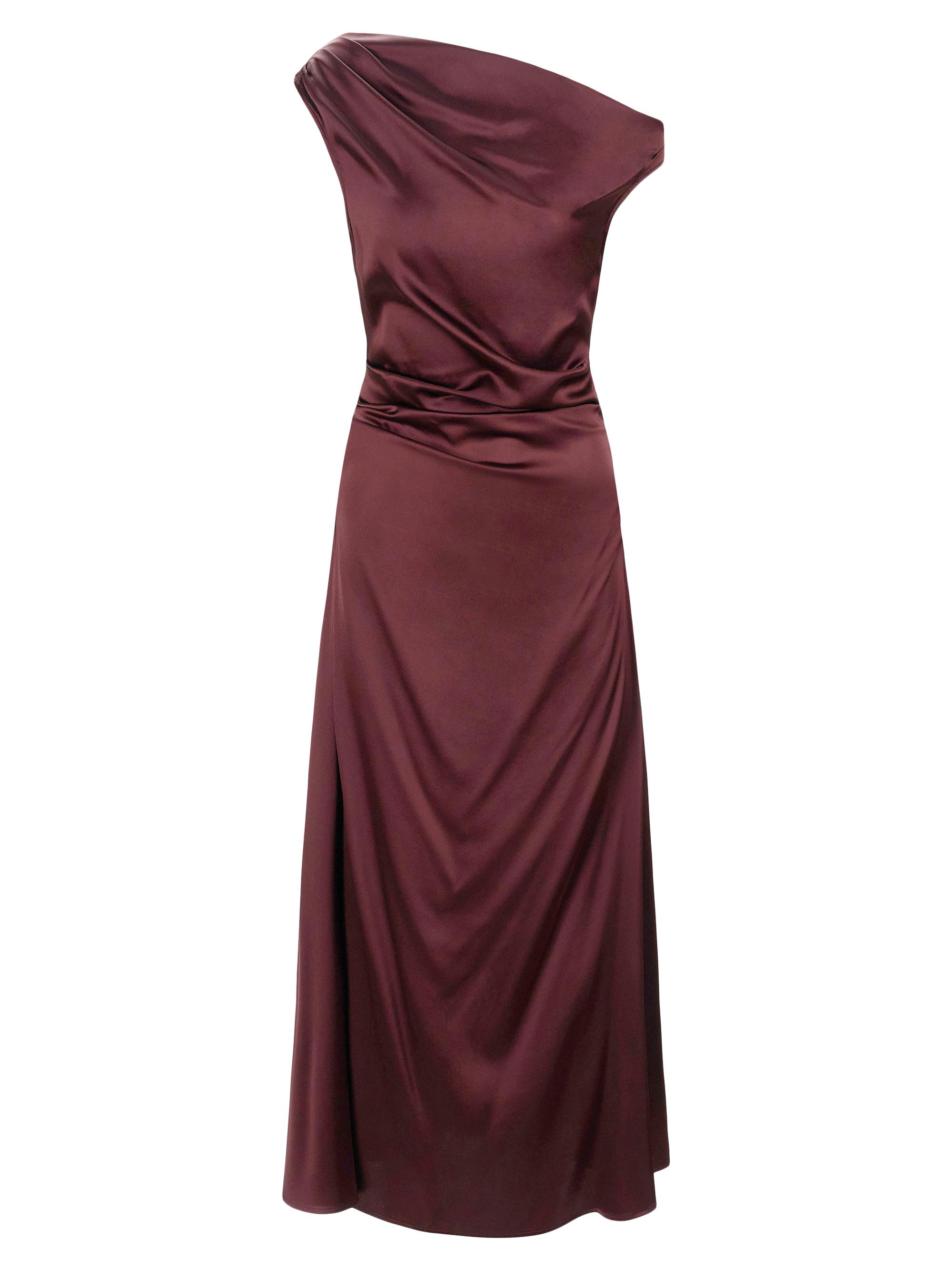 Staud Women's Phare Draped Silk-Blend Midi-Dress - Merlot