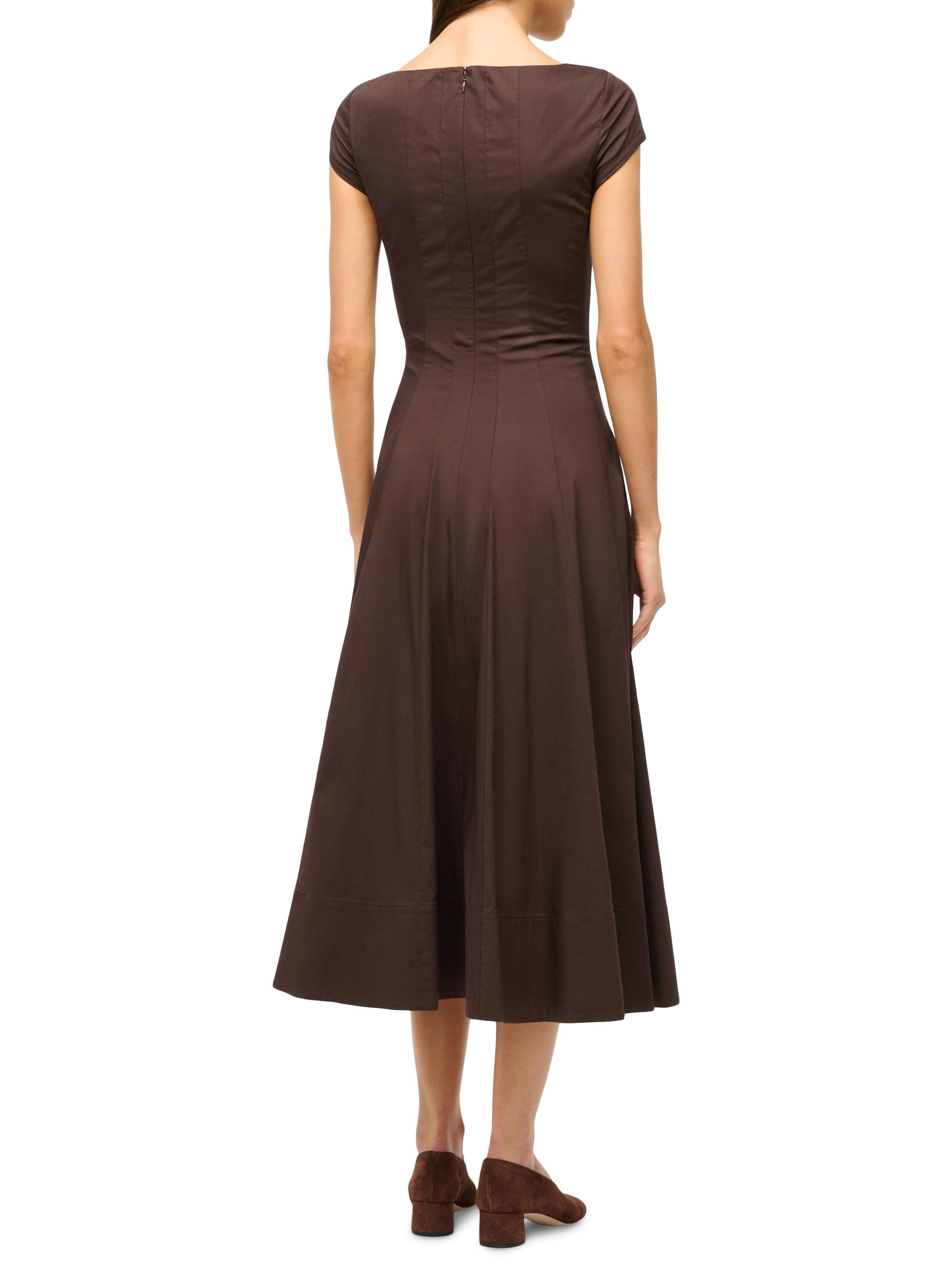 STAUD, Short Sleeve Wells Dress in Earth, Size 2