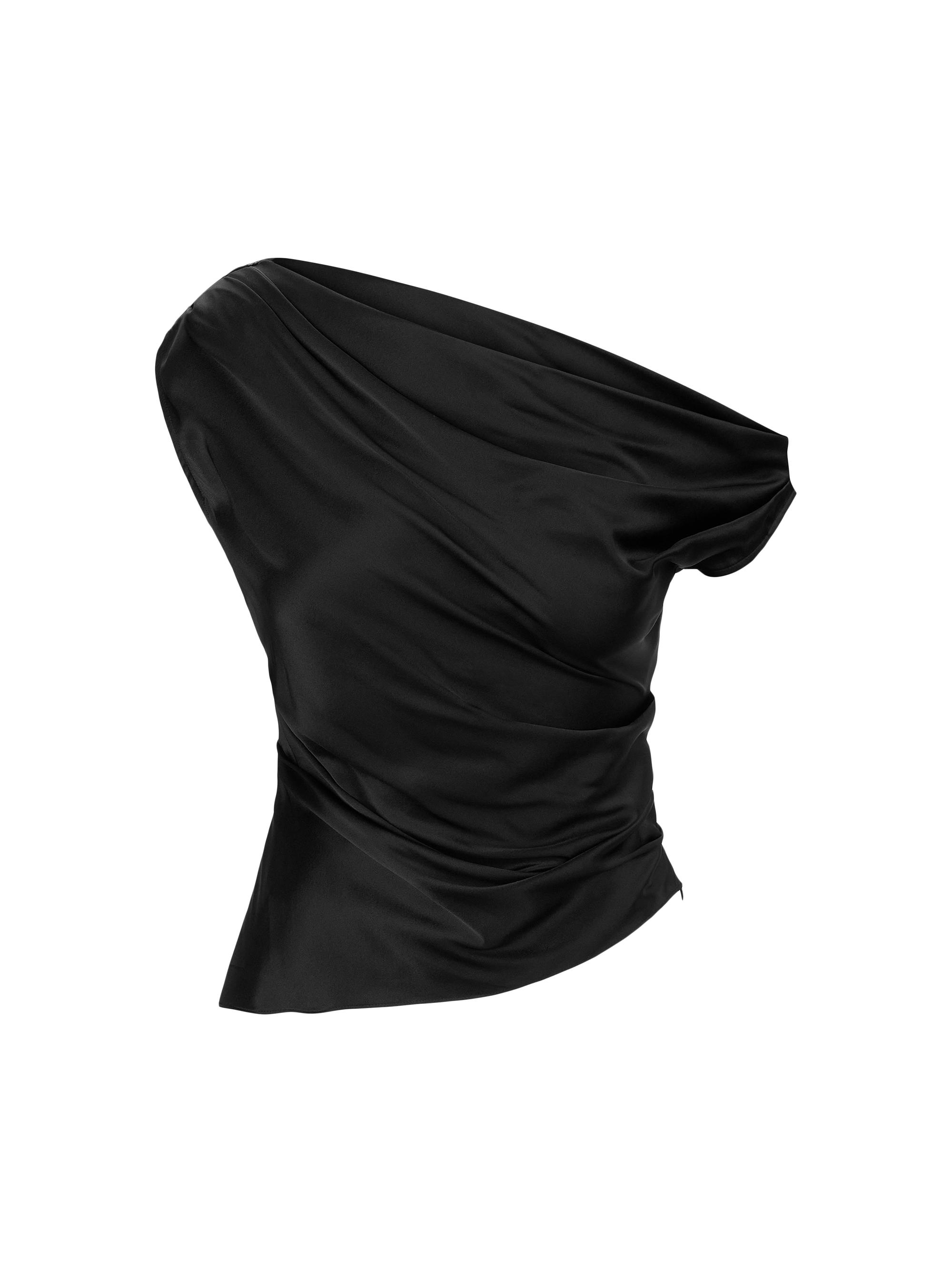 Staud Women's Phare Asymmetric Silk-Blend Top - Black