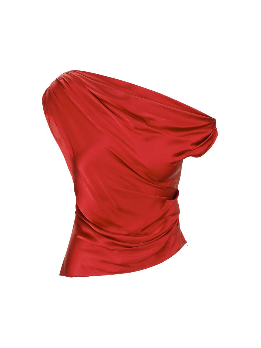 Staud Women's Phare Asymmetric Silk-blend Top In Red
