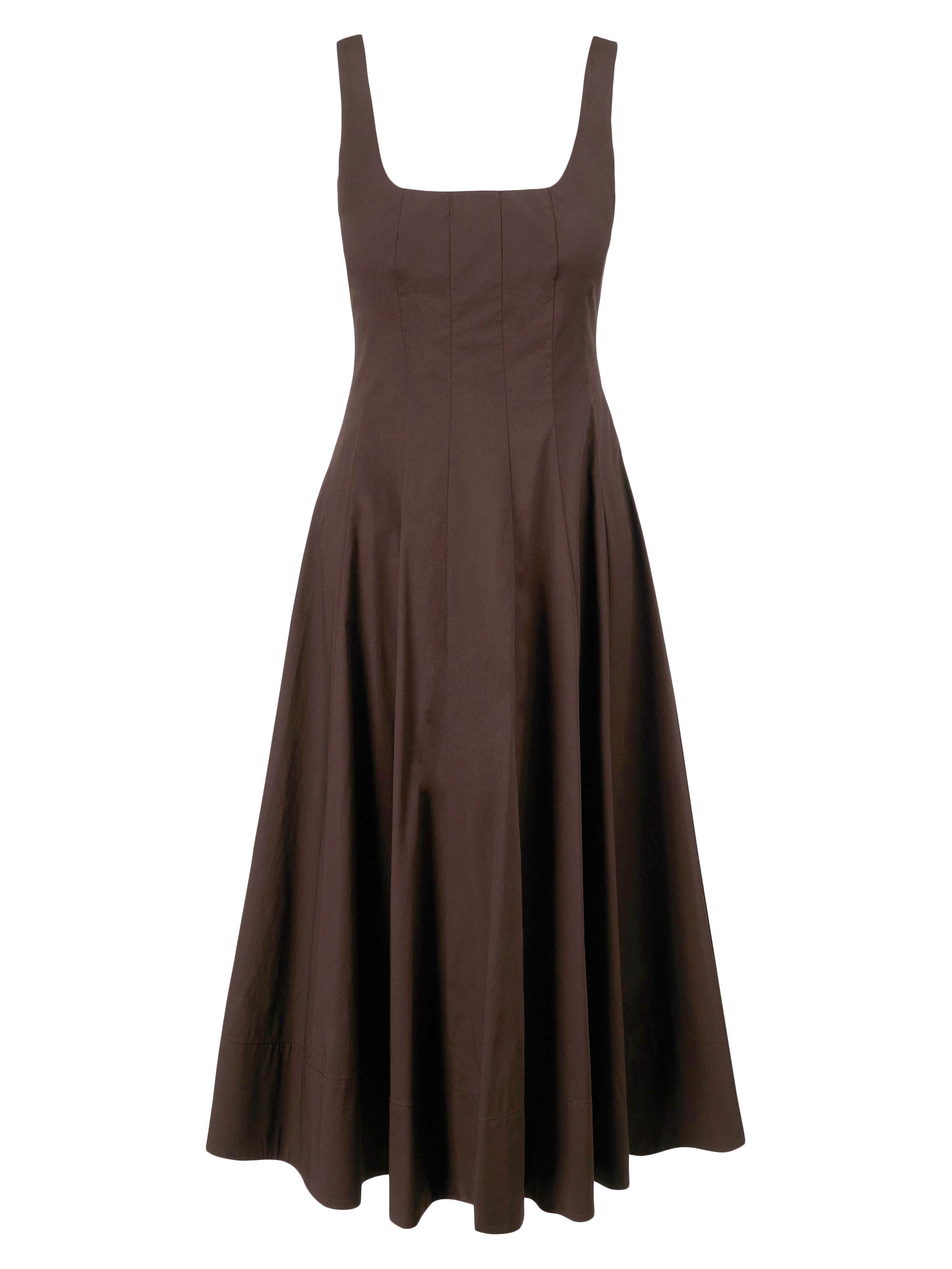 Staud Women's Wells Stretch-Cotton Sleeveless Fit & Flare Midi-Dress - Earth