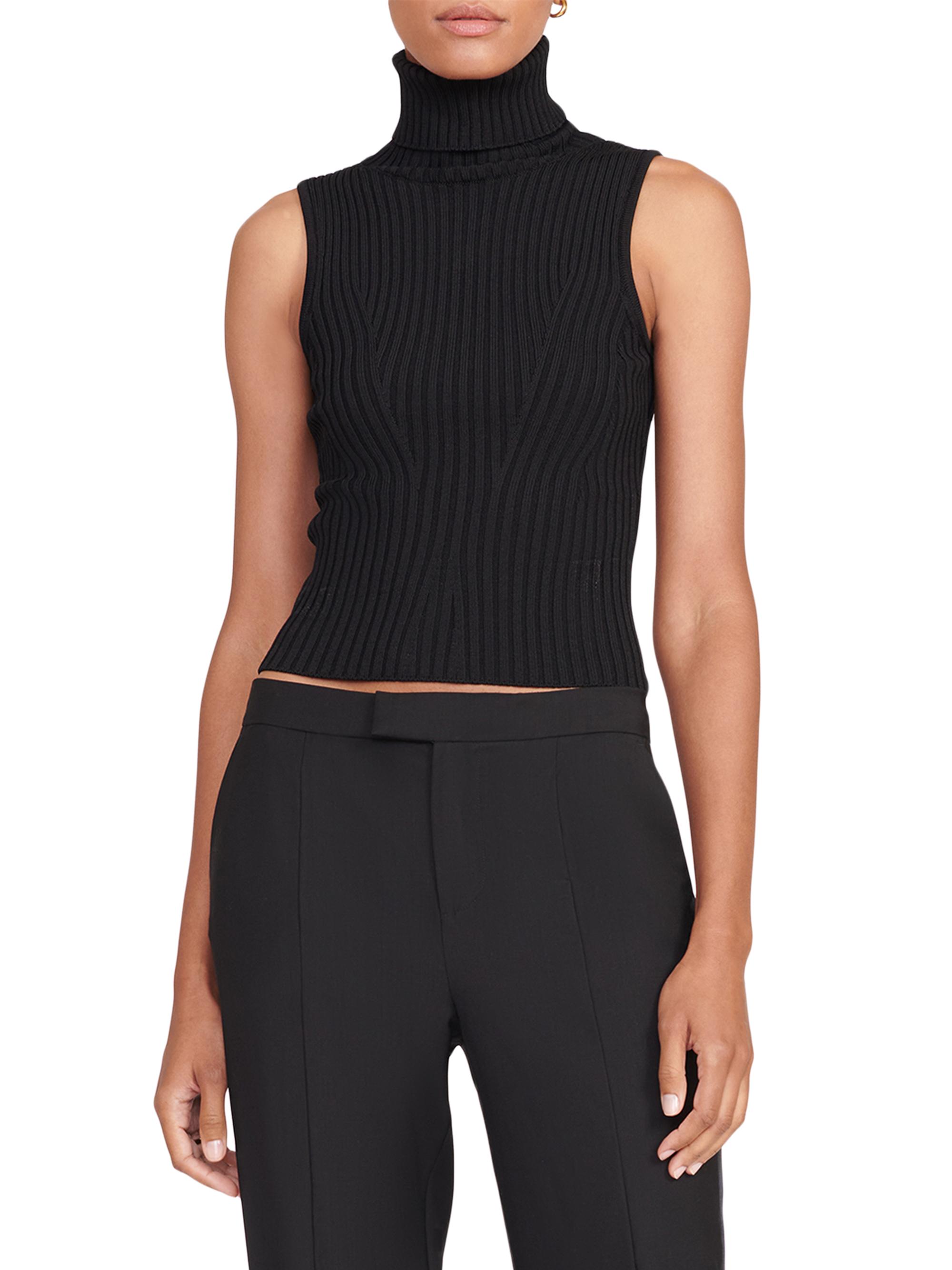 Spicy Sandia Women's Ribbed High Neck Tank Top – Sleeveless Tight Fit Knit Cami, Black
