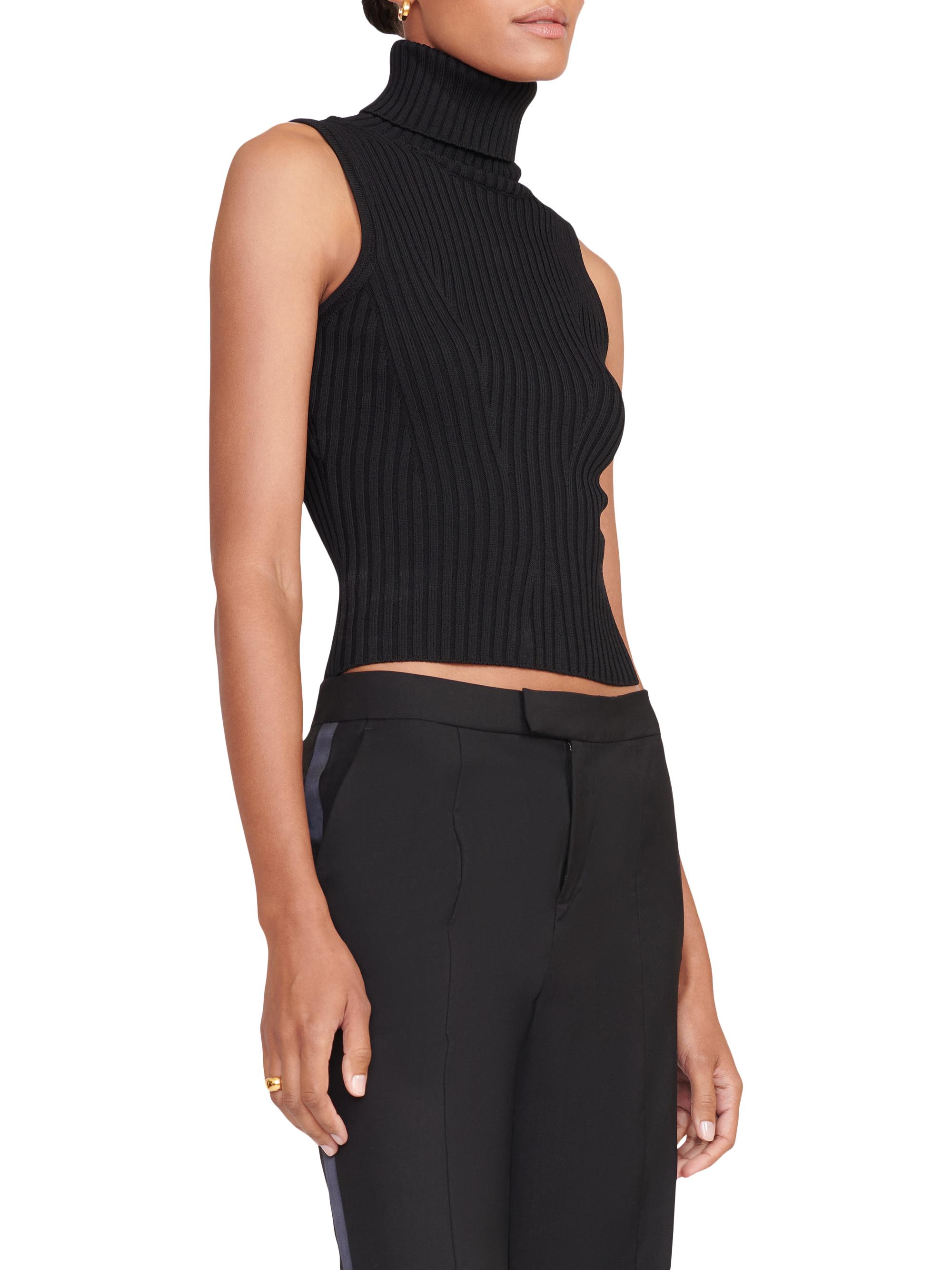 a*♡様 新品☆ le/ル RIBBED CAP SLEEVELESS KNIT STAUD Callum Rib-Knit Sleeveless Turtleneck Top | Saks Fifth Avenue