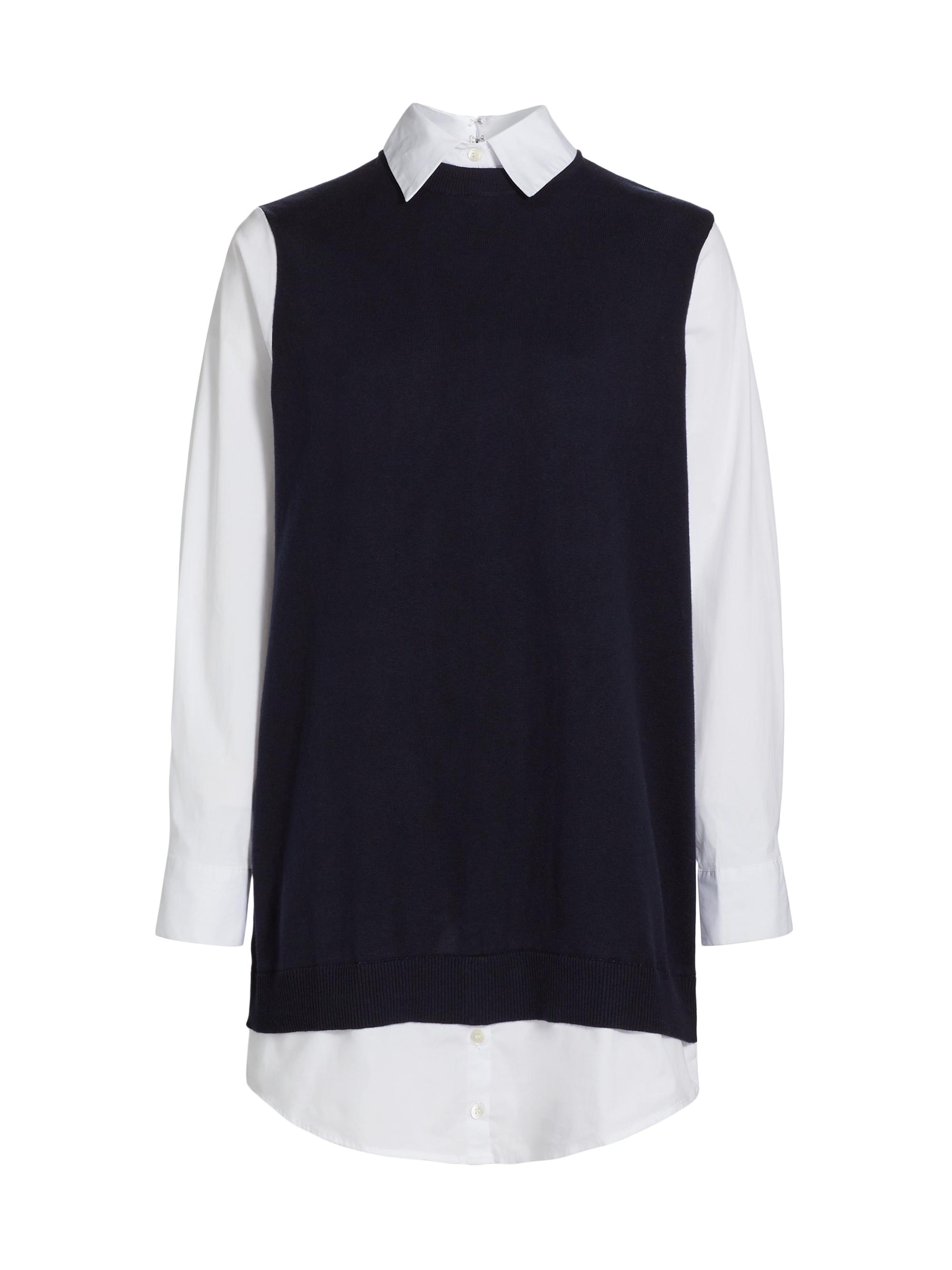 Staud Women's Fern Cashmere Poplin Mini Shirtdress - Navy White