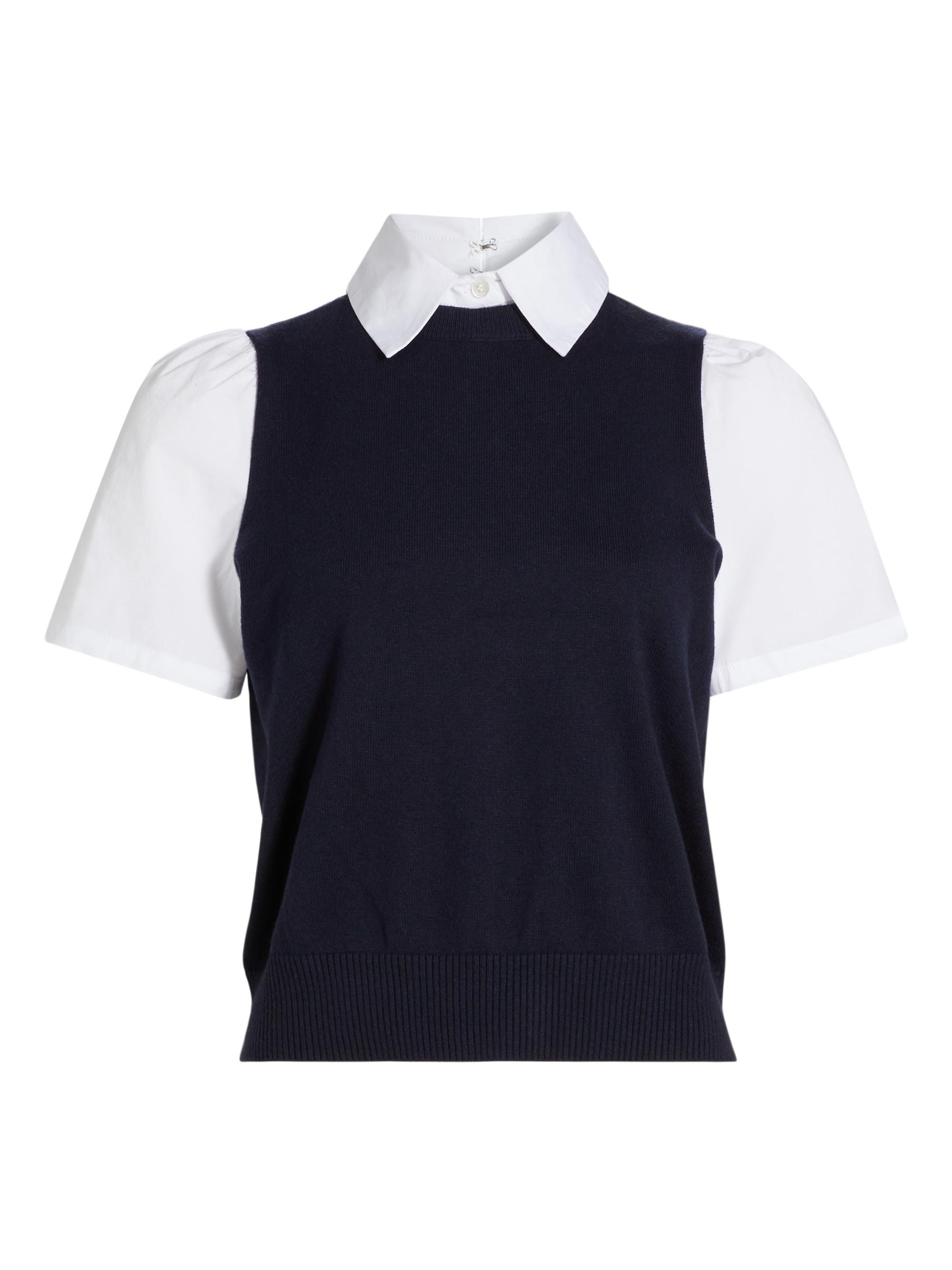 Staud Women's Arya Layered Top - Navy White