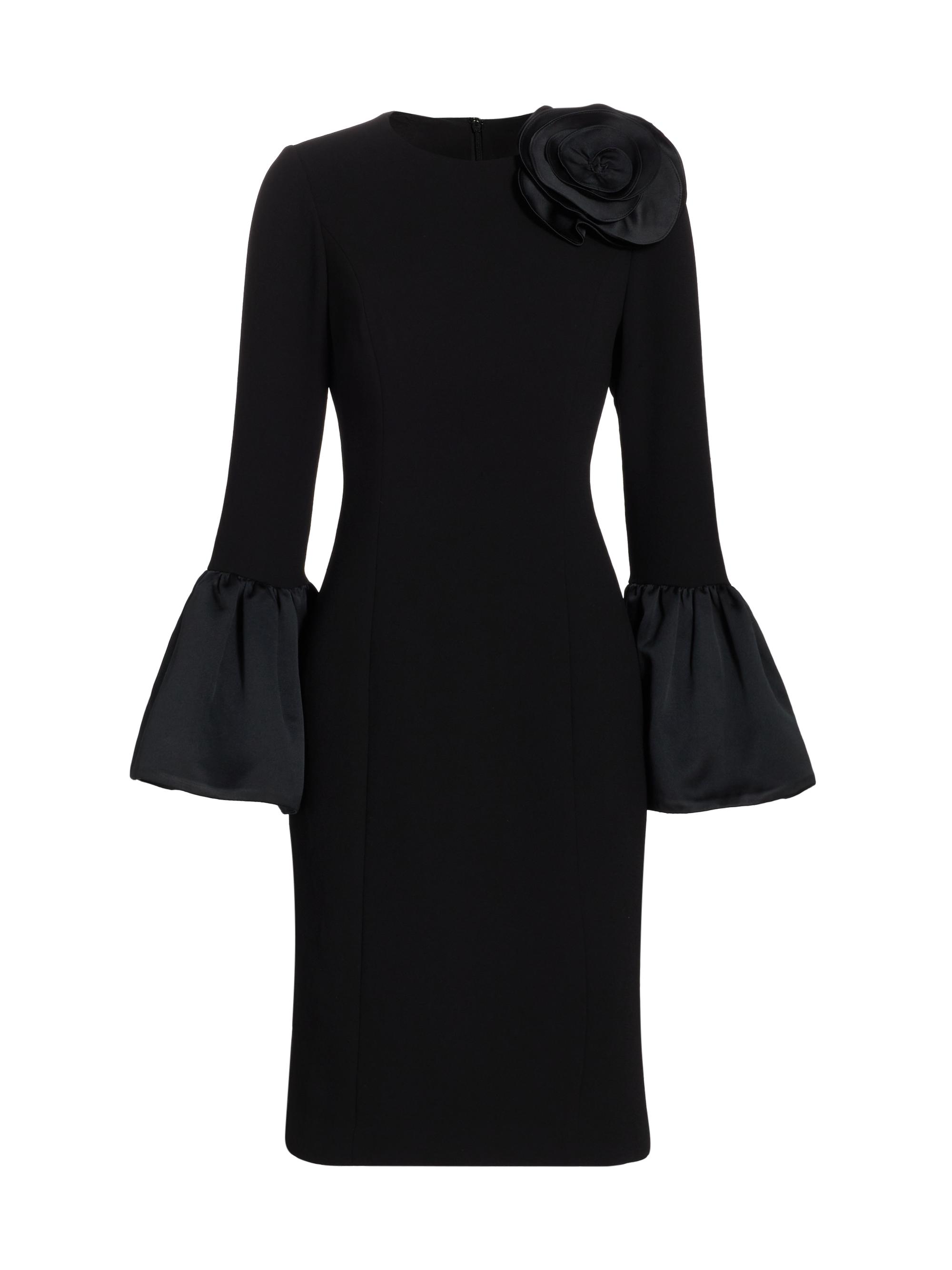 Teri Jon by Rickie Freeman Women's Satin Rosette Crepe Cocktail Dress - Black