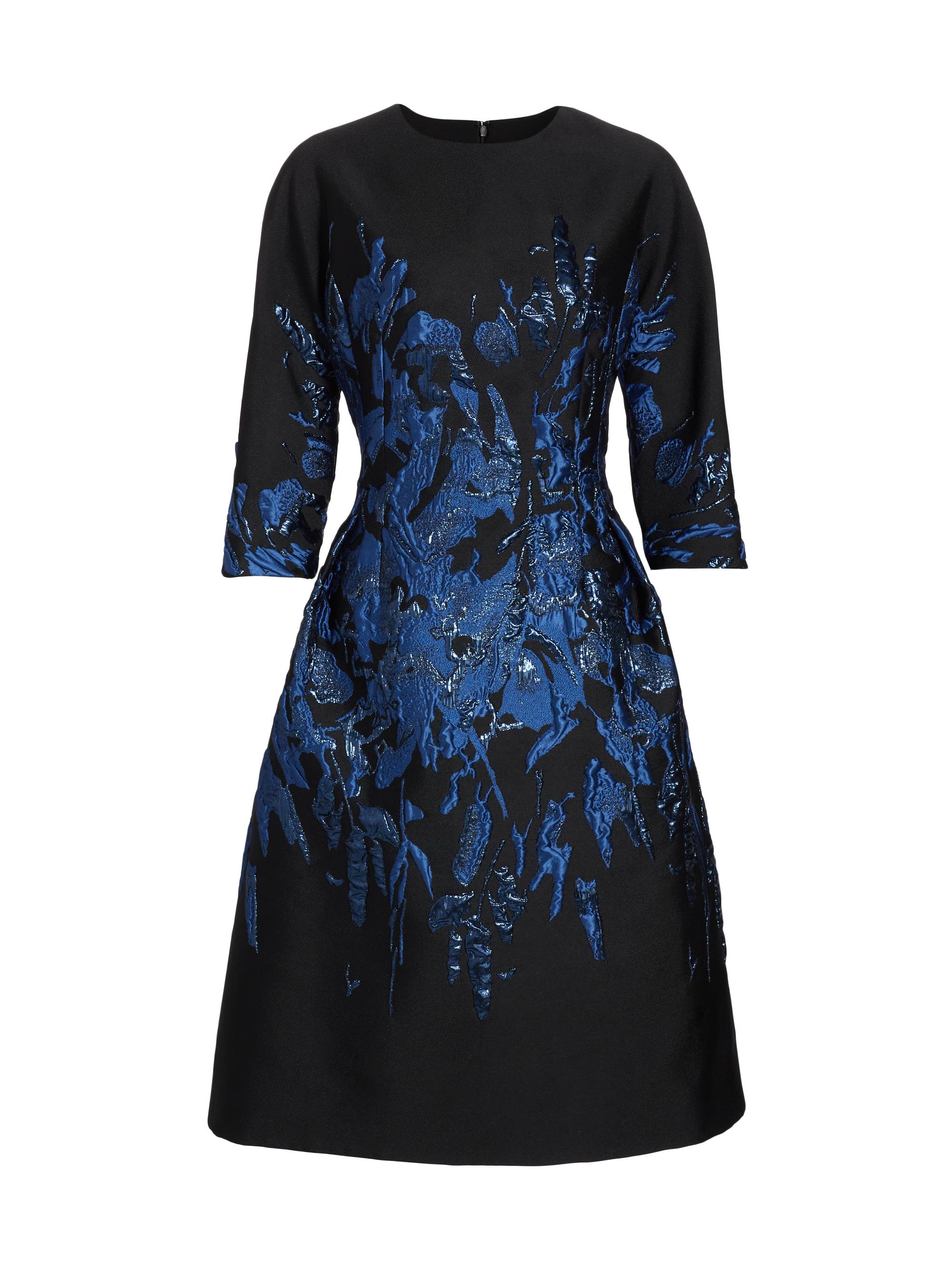 Teri Jon by Rickie Freeman Women's Floral Jacquard Cocktail Dress - Black Royal