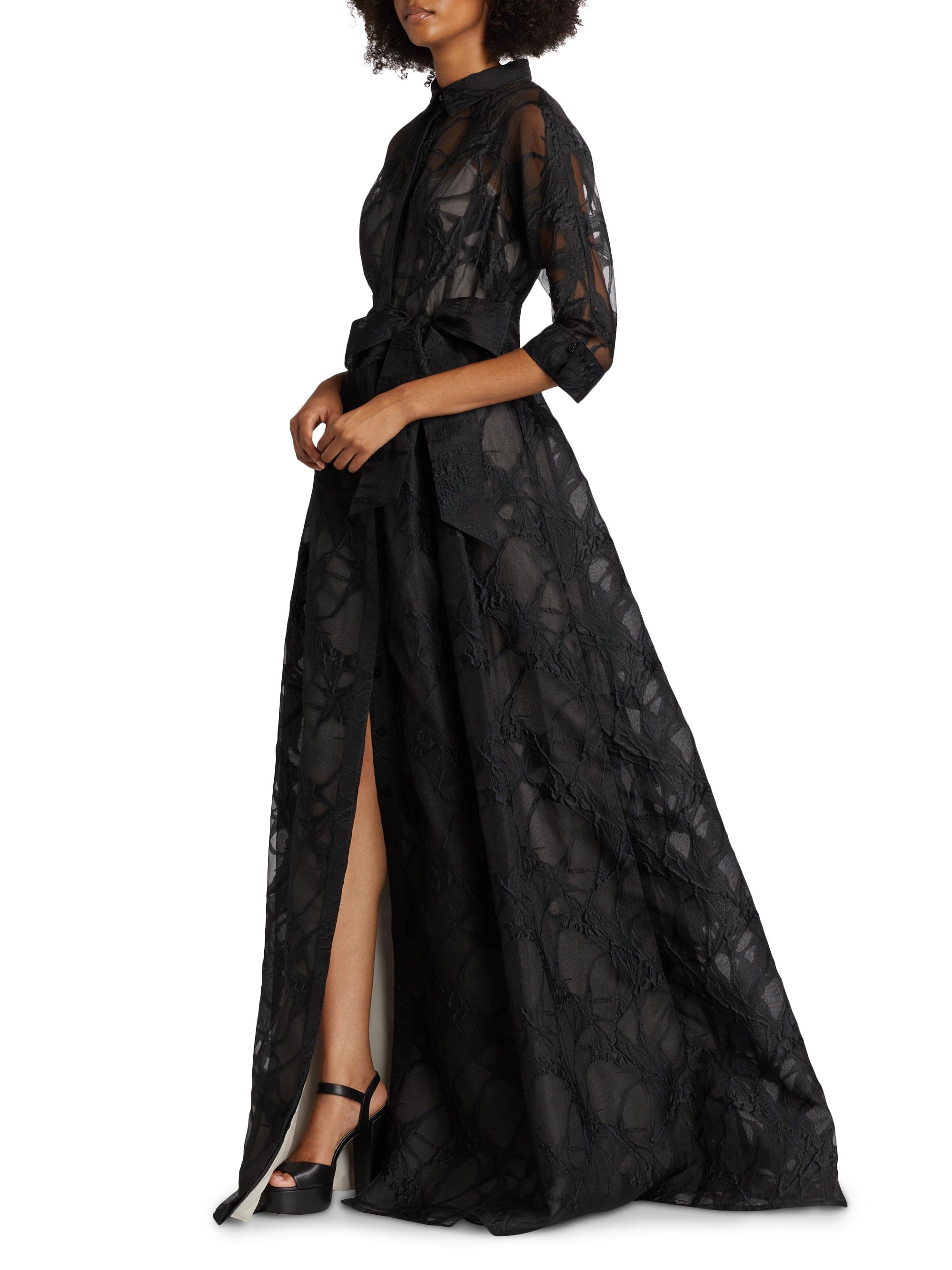 Teri Jon by Rickie Freeman Web Organza Shirtwaist Gown | Saks Fifth Avenue