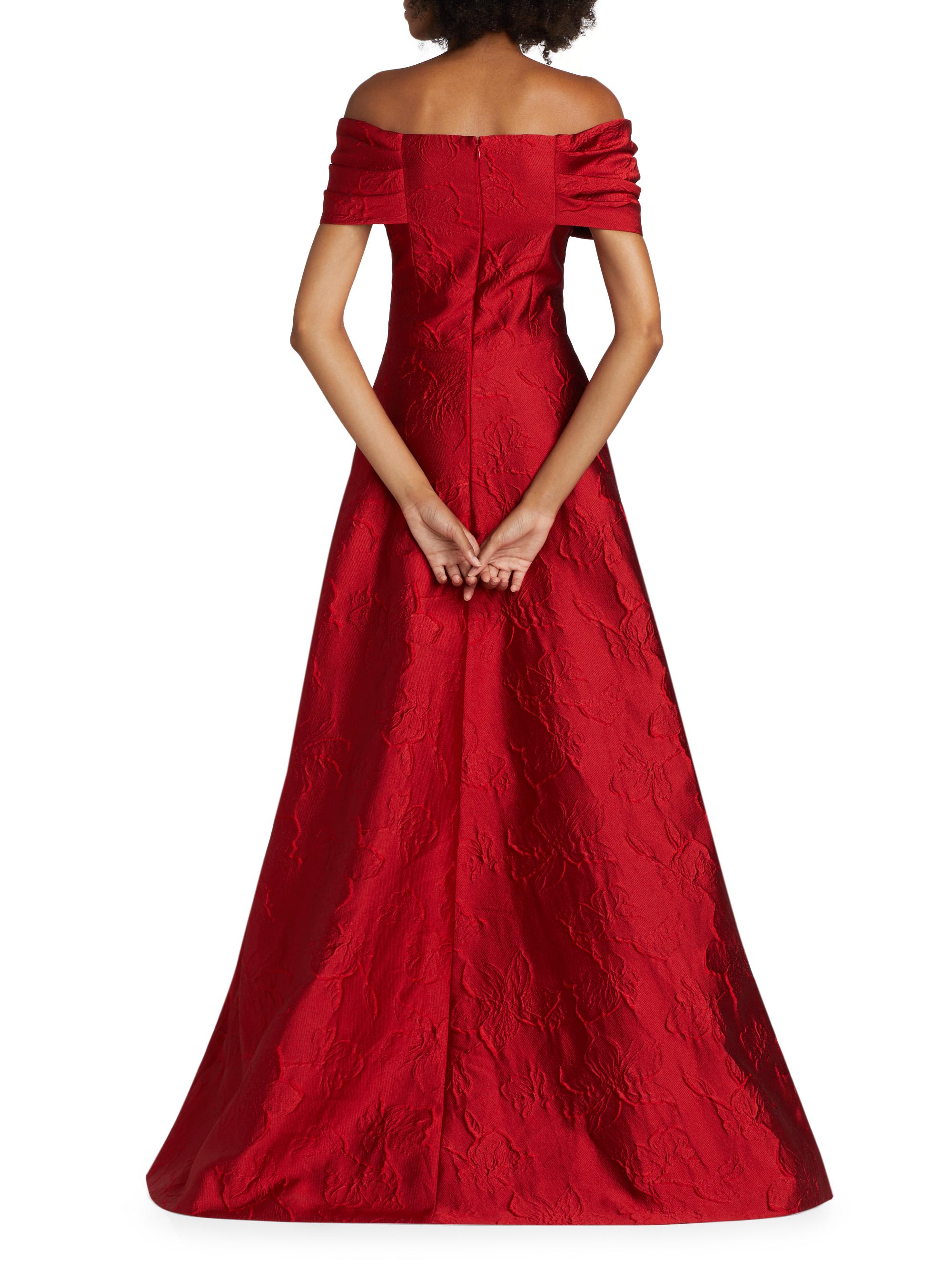 LE’RURE Shoulder ribbon jacquard dress S LERURE Shoulder ribbon jacquard dress Off-The-Shoulder Asymmetric