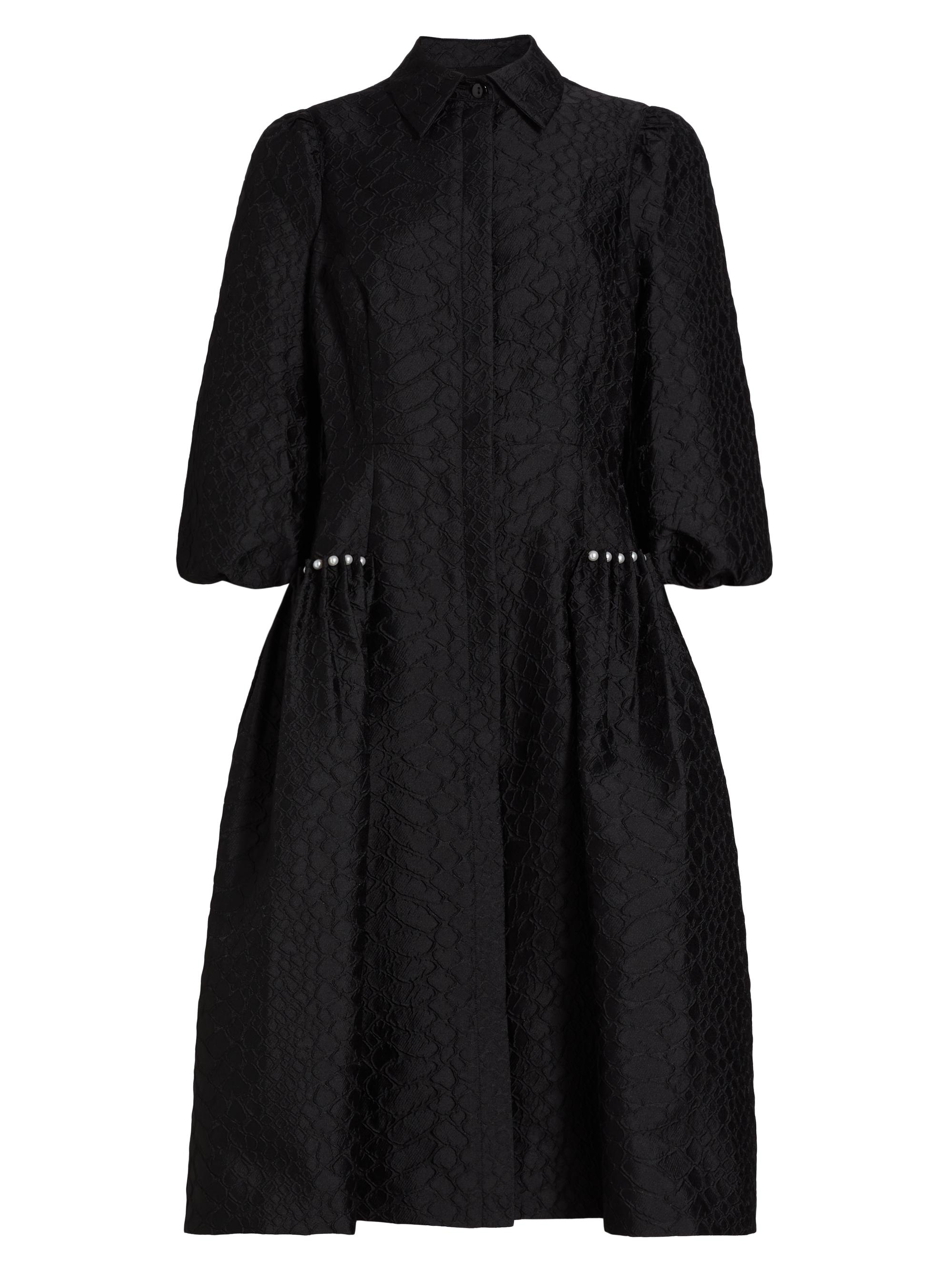 Teri Jon by Rickie Freeman Women's Jacquard Embellished Shirtdress - Black
