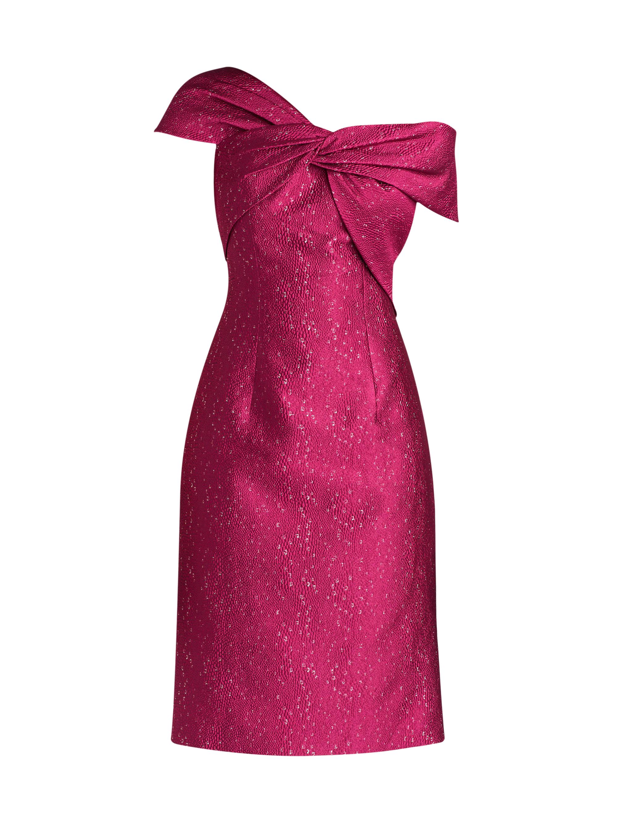 Teri Jon by Rickie Freeman Women's Speckle Jacquard Twist Cocktail Dress - Cherry