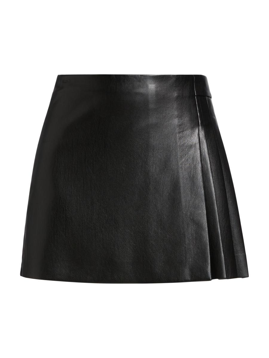 美品【alice+olivia】黒 レザー プリーツスカート　0サイズ alice + olivia レザープリーツミニスカート0サイズ - メルカリ