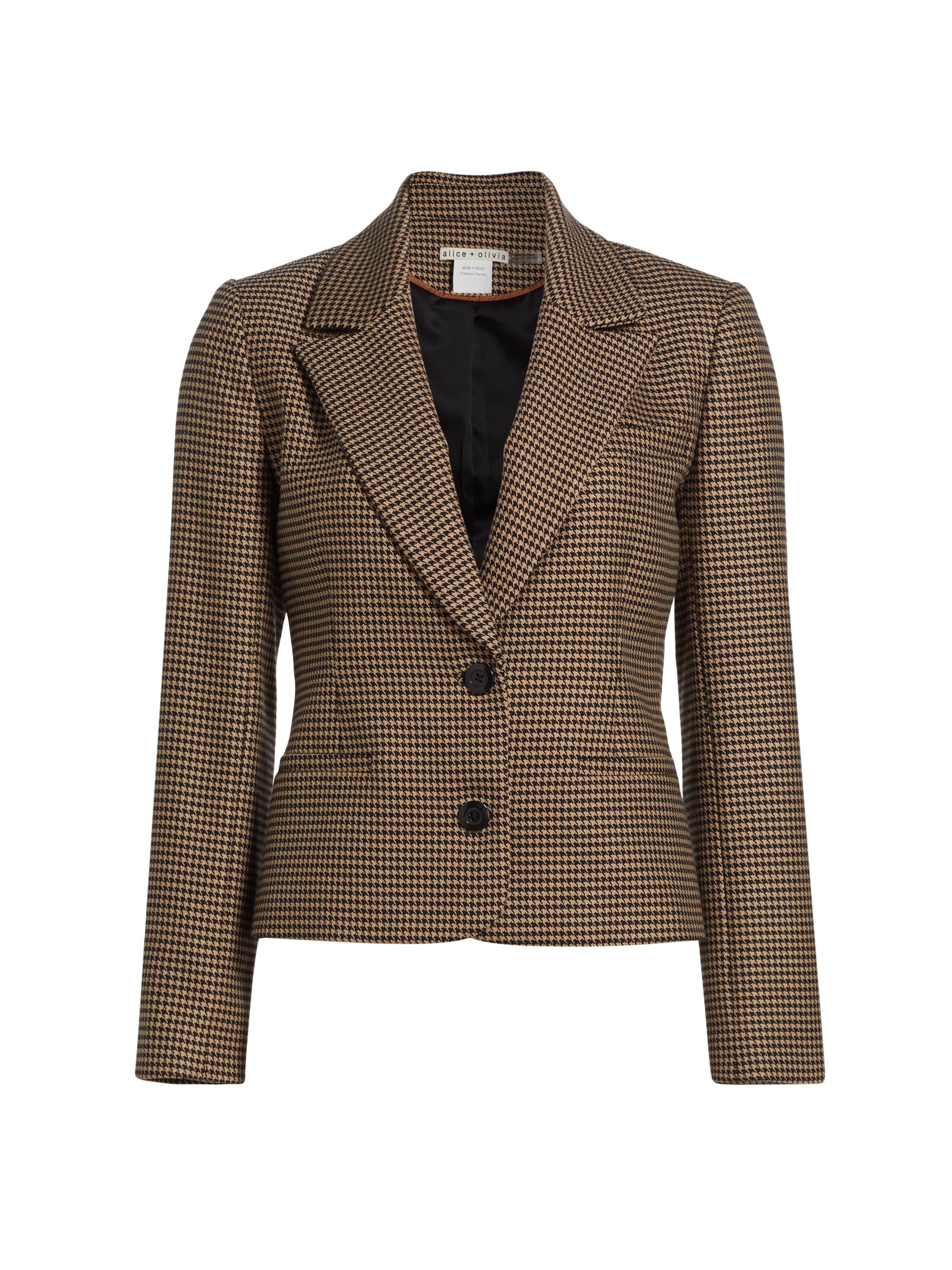 Alice + Olivia Women's Persol Houndstooth Blazer - Camel Black