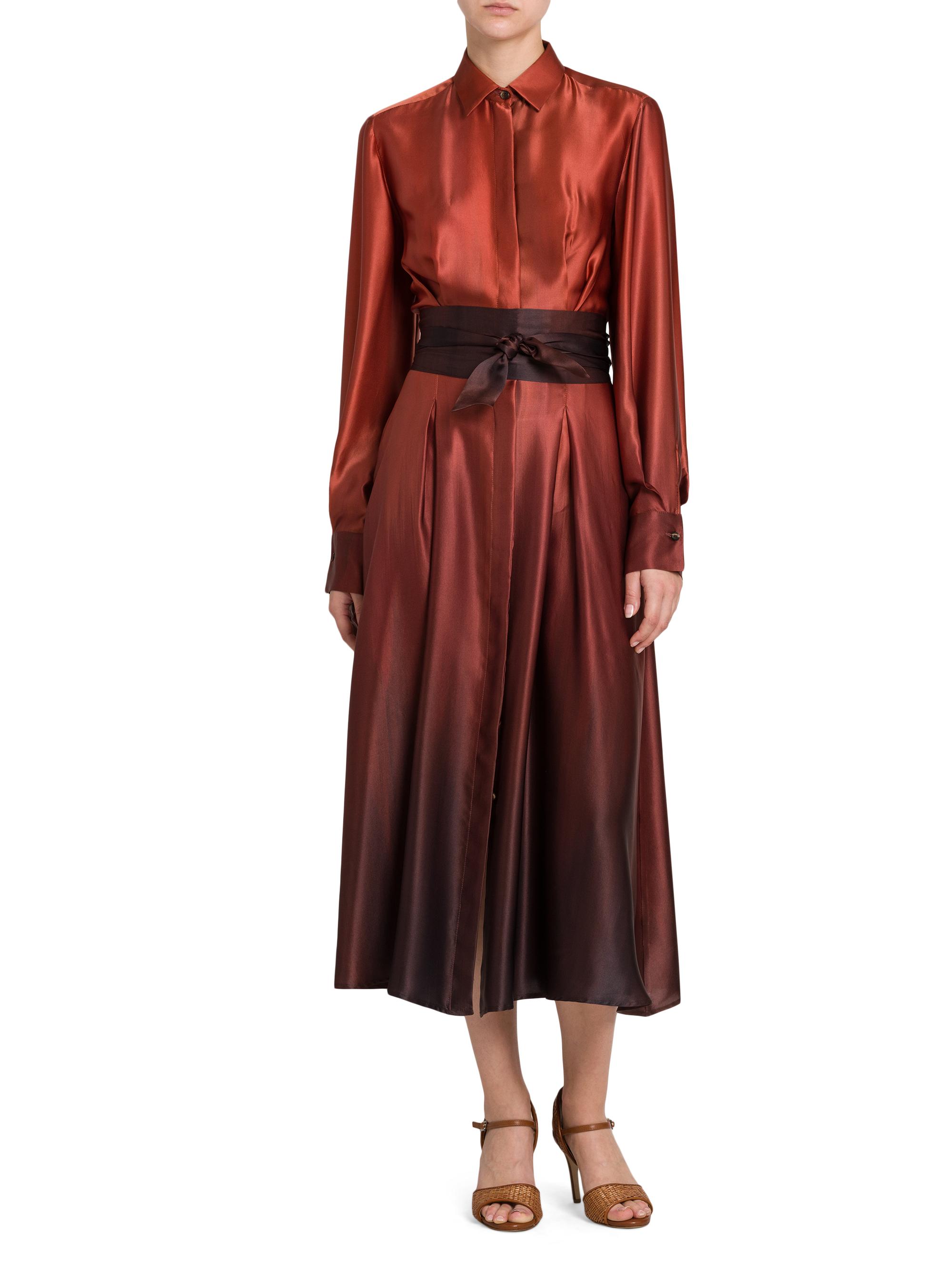 Kiton Women's Ombré Silk Tie-Waist Shirtdress - Cherry Bordeuax | Thumbnail 3
