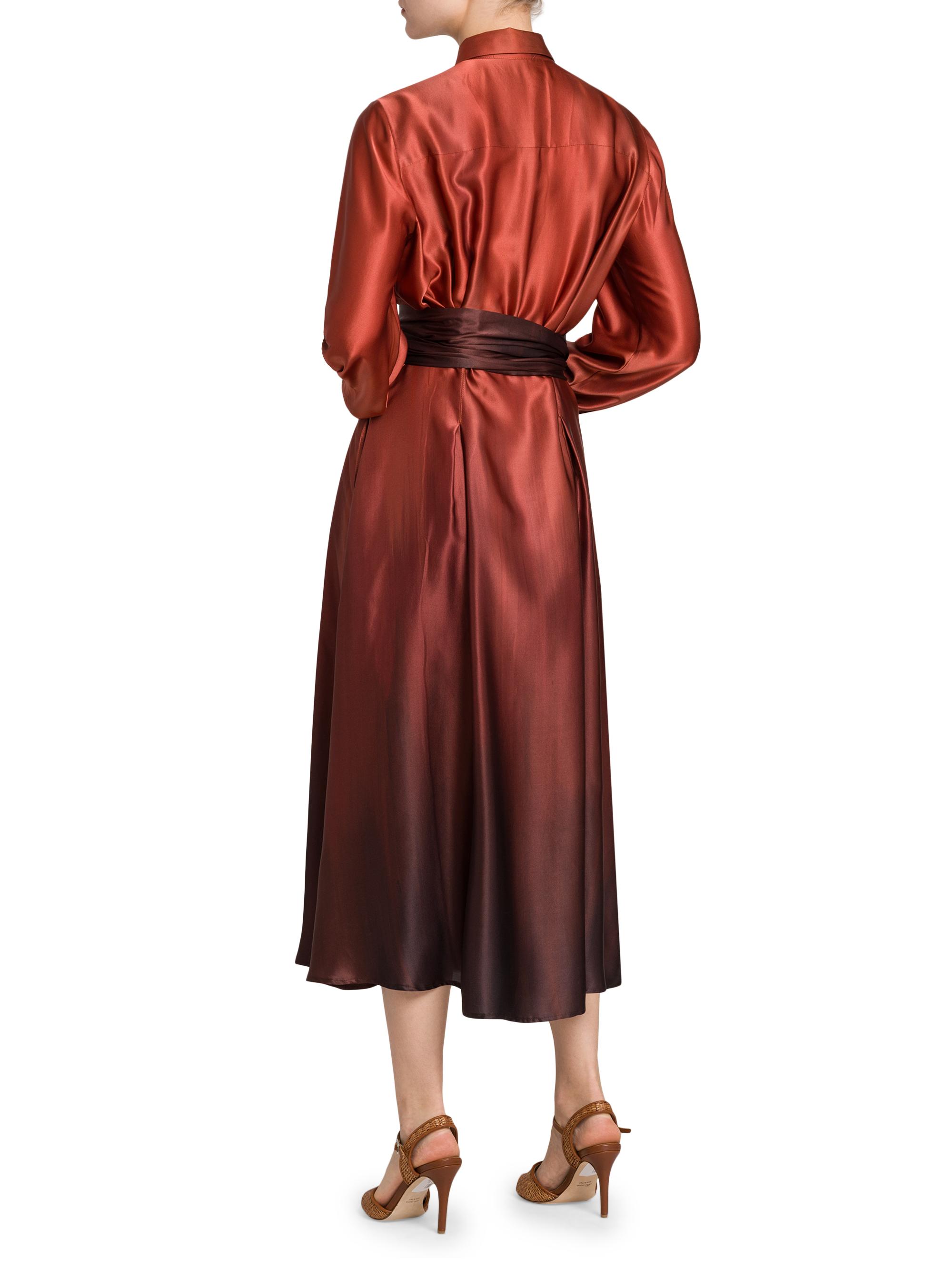 Kiton Women's Ombré Silk Tie-Waist Shirtdress - Cherry Bordeuax | Thumbnail 5