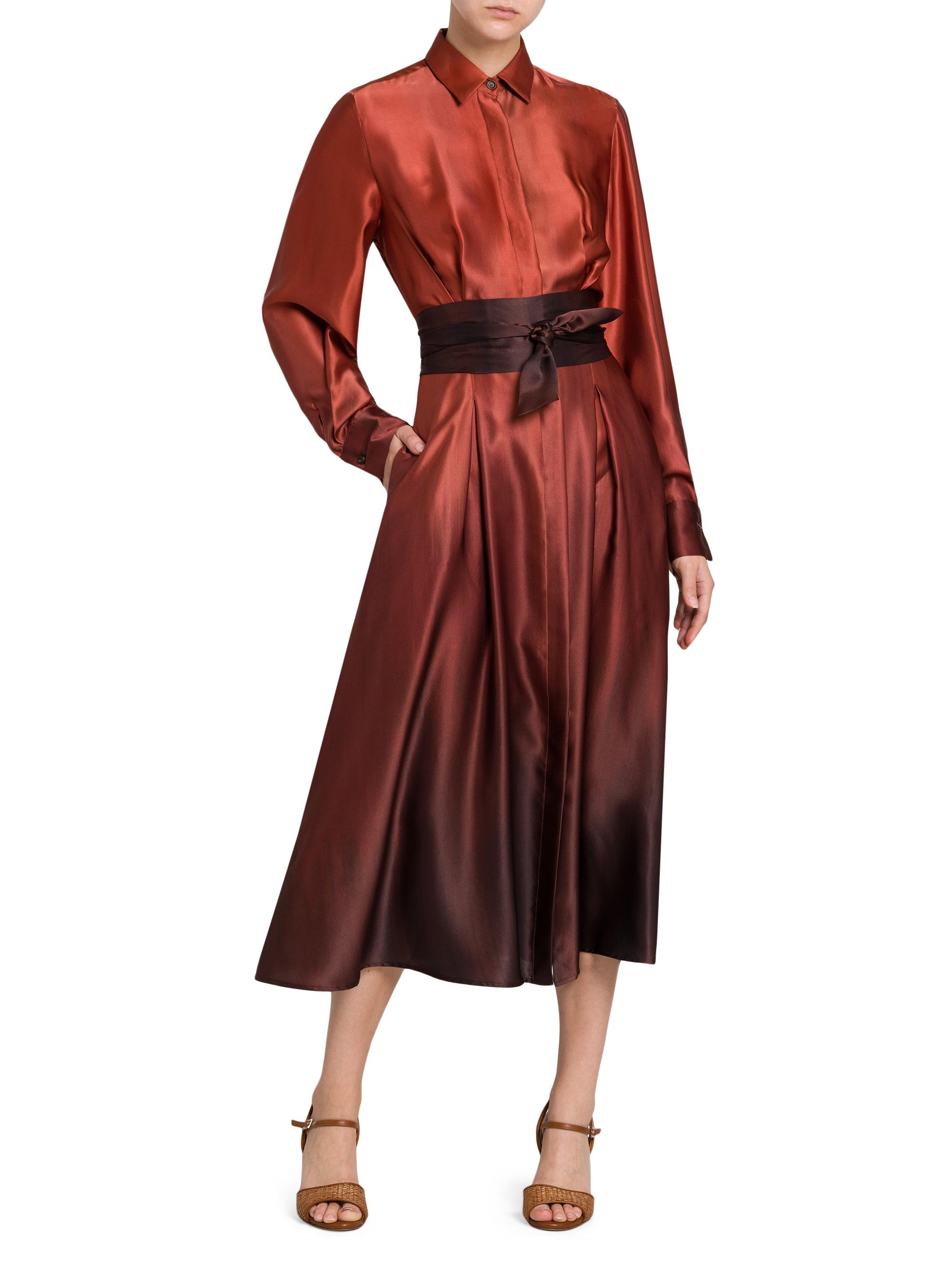 Kiton Women's Ombré Silk Tie-Waist Shirtdress - Cherry Bordeuax | Thumbnail 2