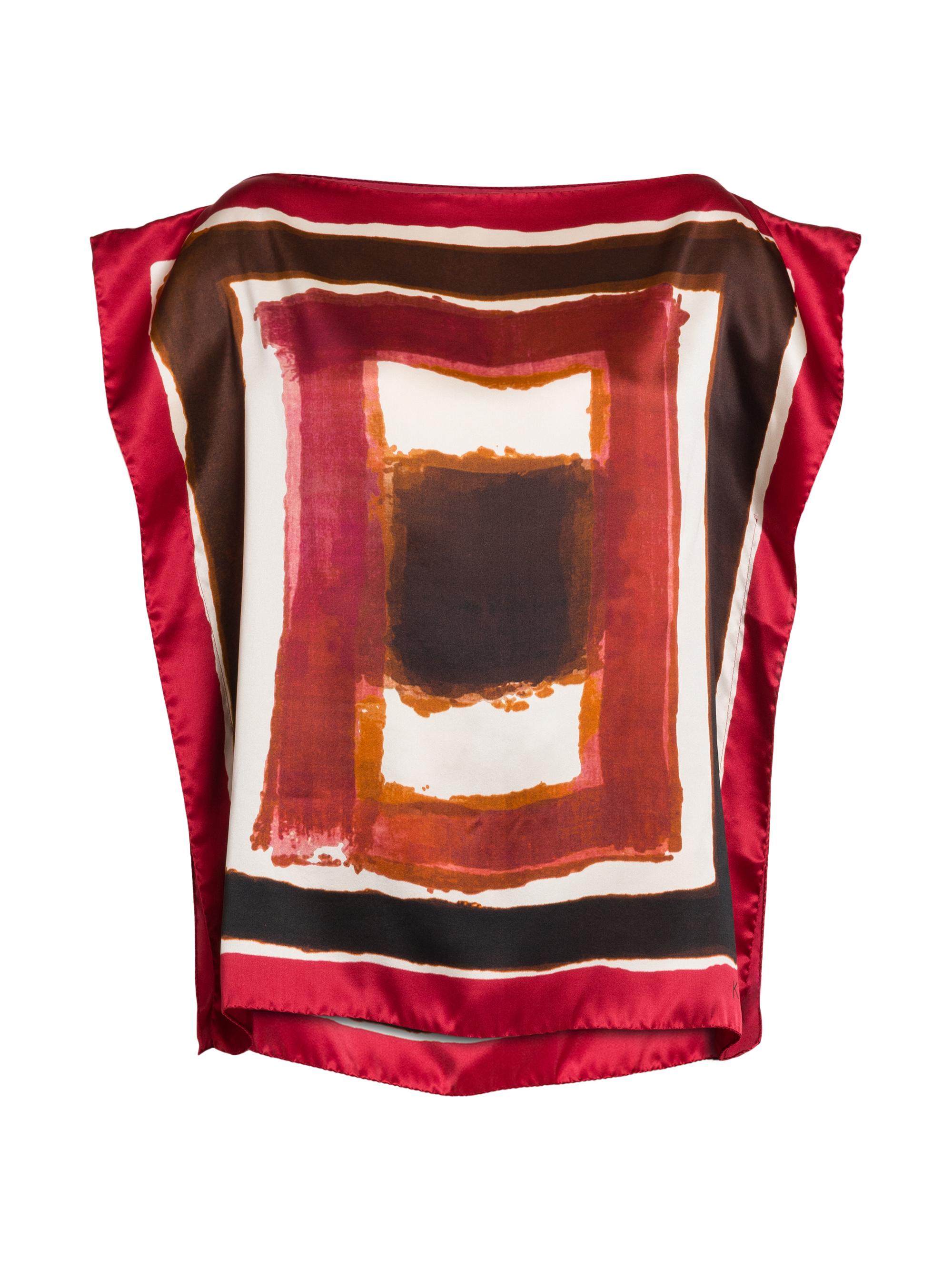 Kiton Women's Painted Silk Cap-Sleeve Blouse - Cherry
