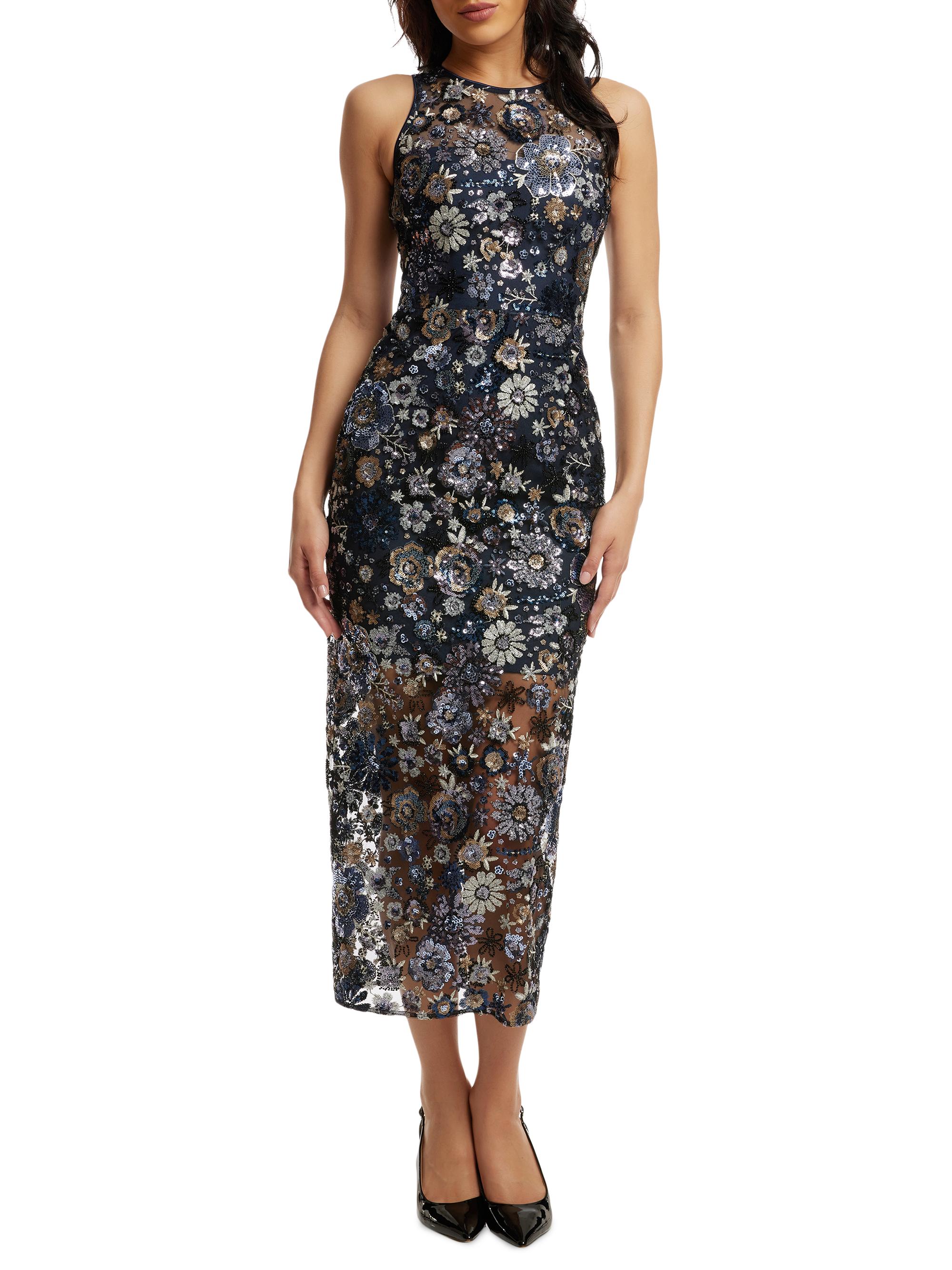 floral lace illusion mesh cocktail dress Juliet JT917A Cocktail Floral Lace Short A Line Dress main image 0