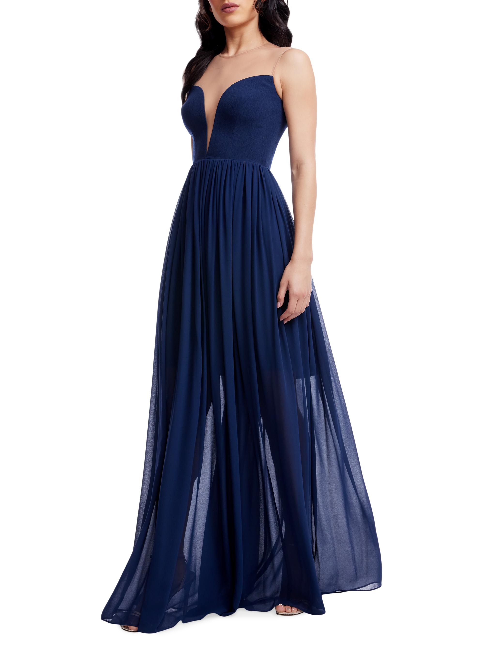 Dress The Population Eleanor Illusion Plunge Gown | Saks Fifth Avenue