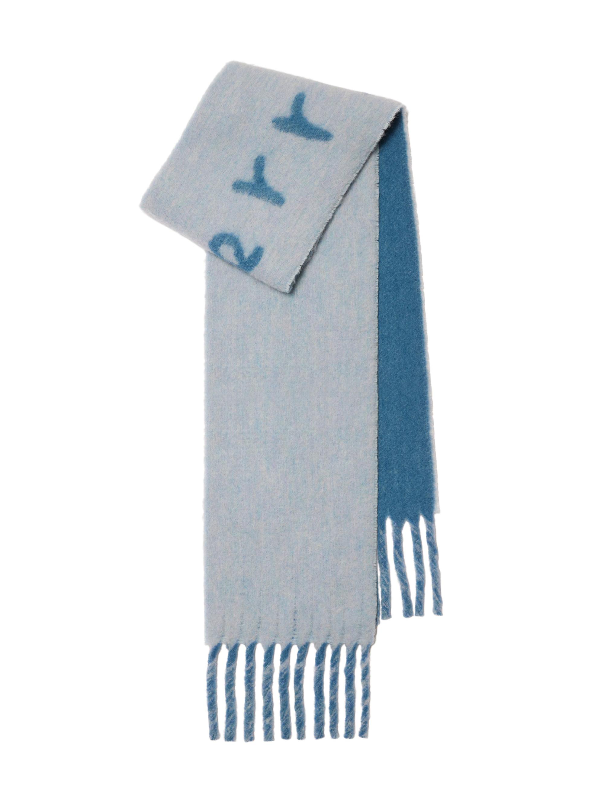 Burberry Men's Reverse Text Alpaca-Blend Scarf - Blue