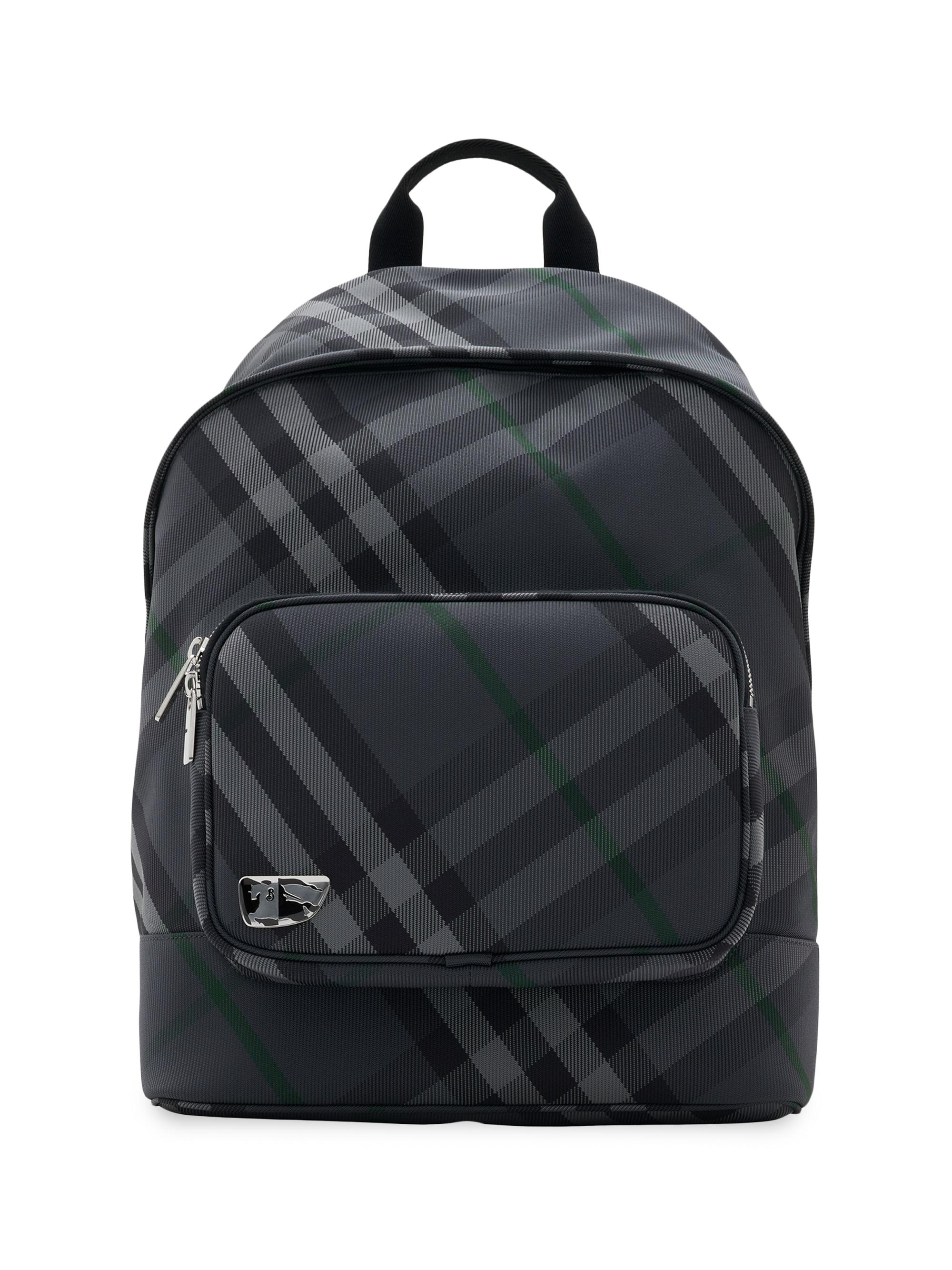 Burberry Men's Heritage Check Backpack - Charcoal