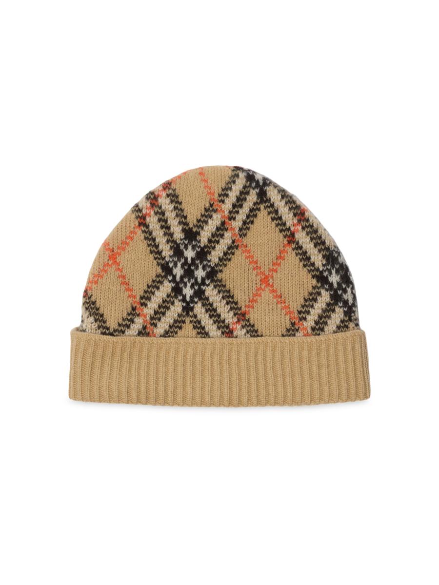 ニットキャップ・ビーニー Burberry Beanie - Burberry - Wool - Beige (8078806 HUNTER) Authentic BURBERRY Knit Cap Hat Beanie Intarsia Camel Beige
