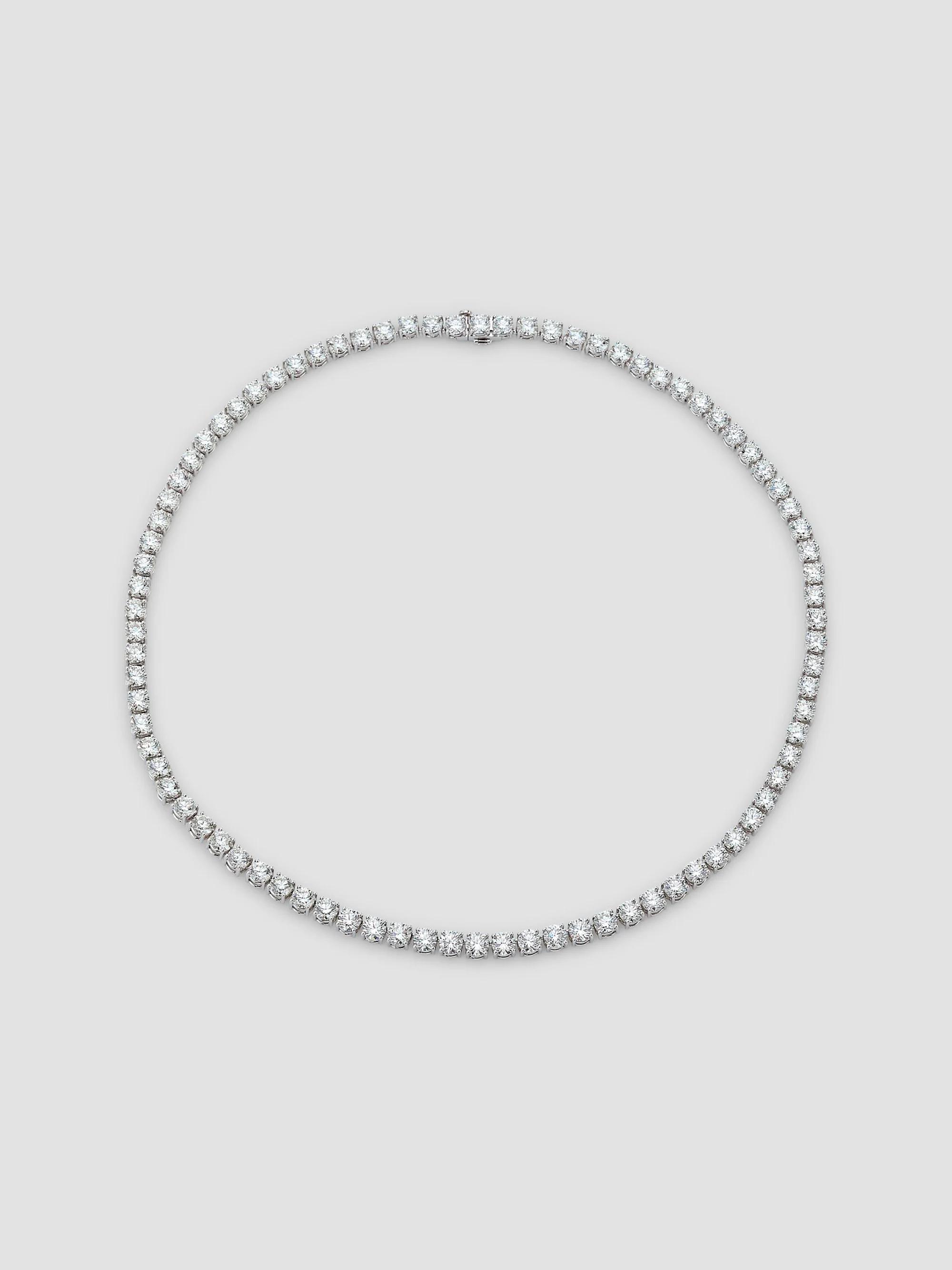 Women's Platinum & 26.05 TCW Diamond Riviera Necklace - Platinum