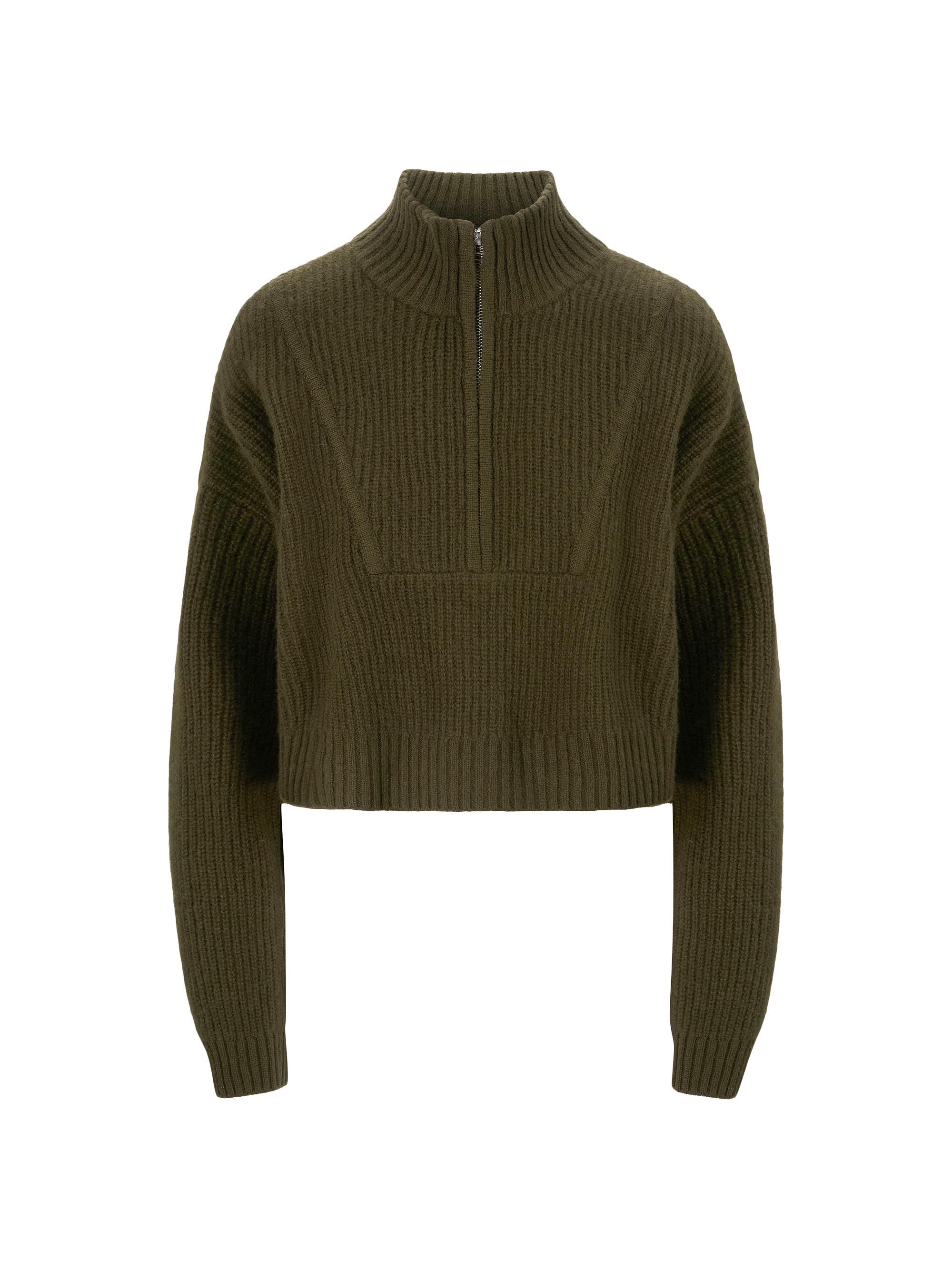 Staud Women's Hampton Cashmere Crop Sweater - Olive