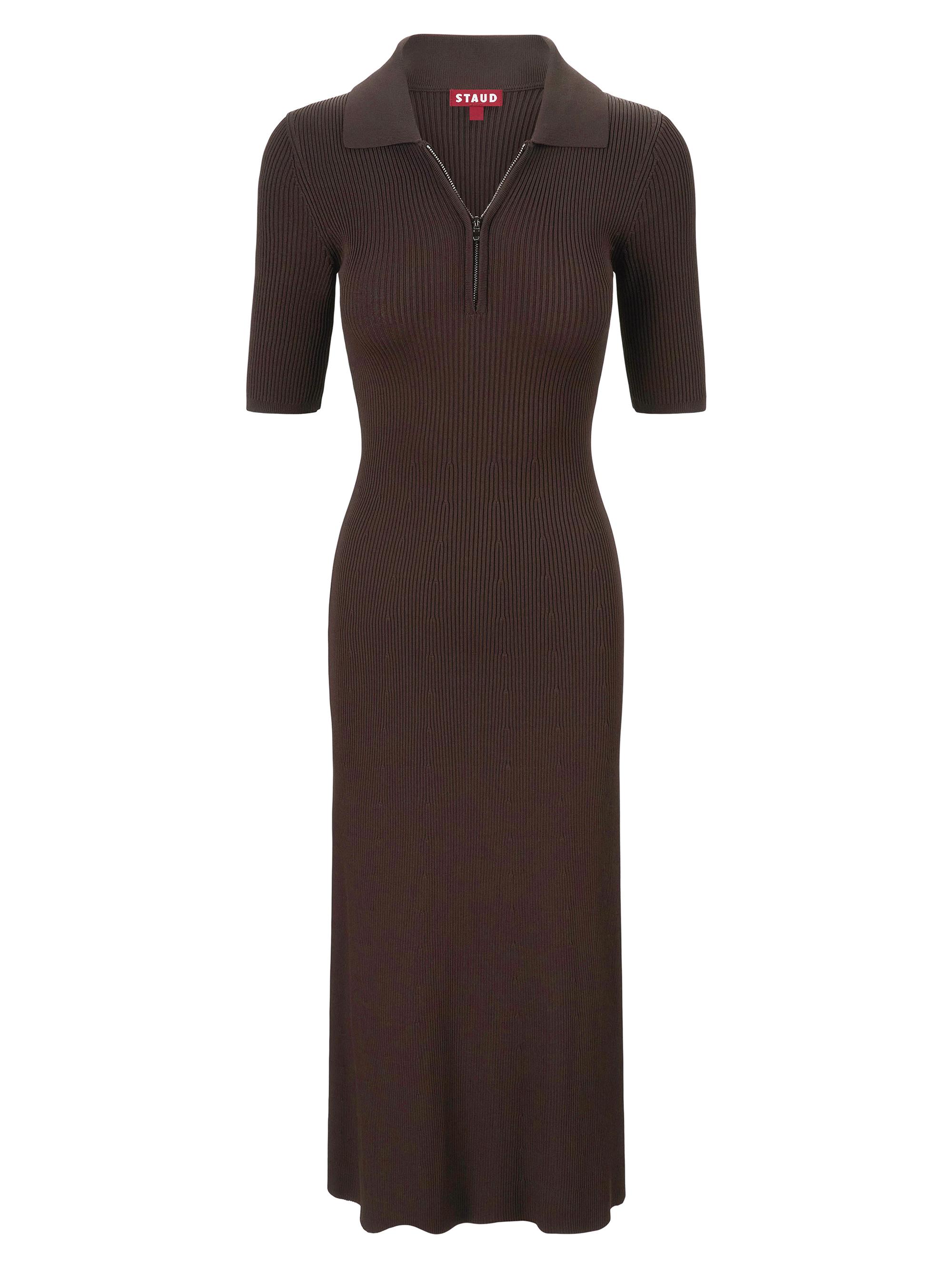 Staud Women's Roland Rib-Knit Short-Sleeve Midi-Dress - Earth