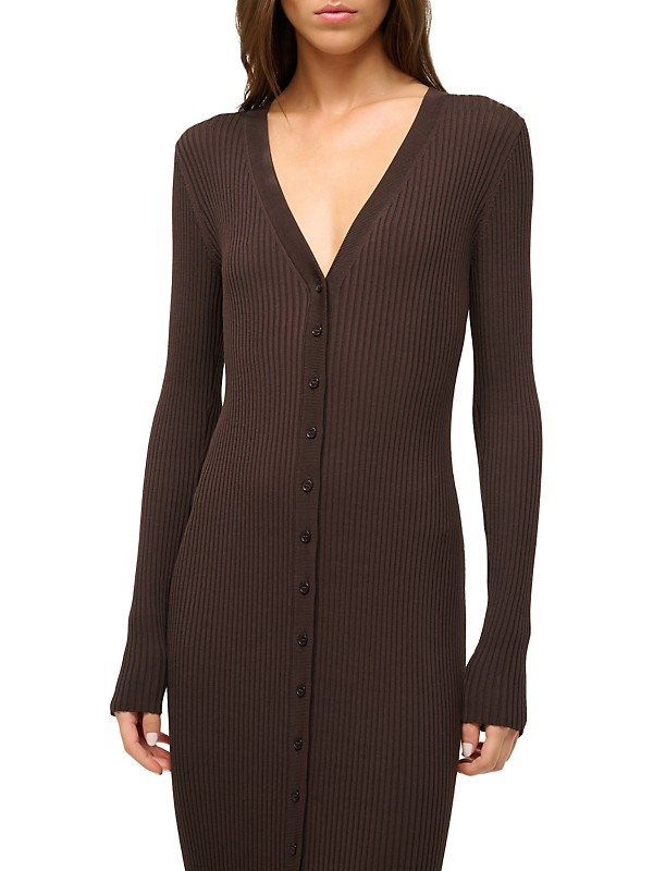 Shop Staud Shoko Rib-Knit Long-Sleeve Maxi Dress | Saks Shop Staud Shoko Rib-Knit Long-Sleeve Maxi Dress | Saks