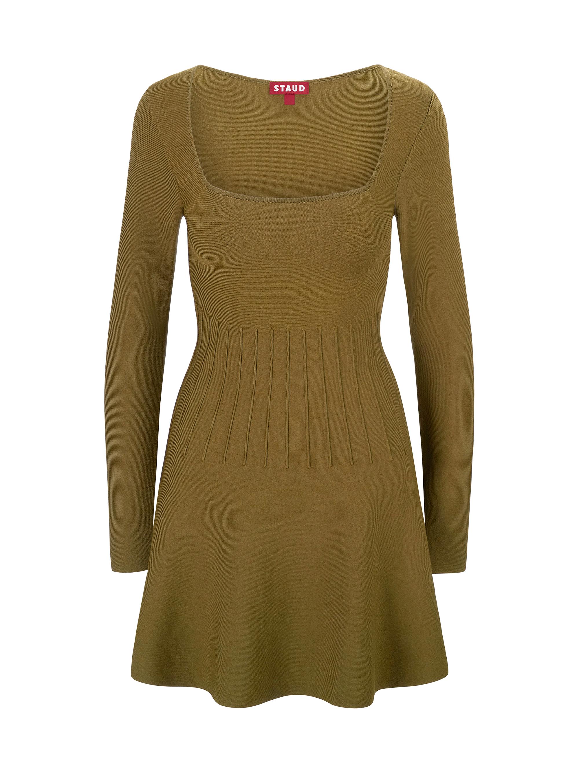 Staud Women's Deora Knit Fit & Flare Long-Sleeve Minidress - Sergeant Green