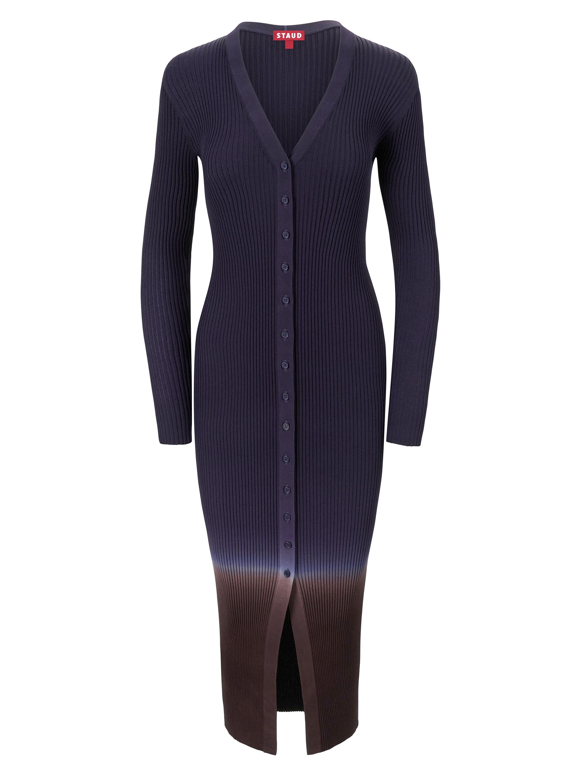 Staud Women's Shoko Ombré Rib-Knit Midi-Dress - Dusk Dip Dye