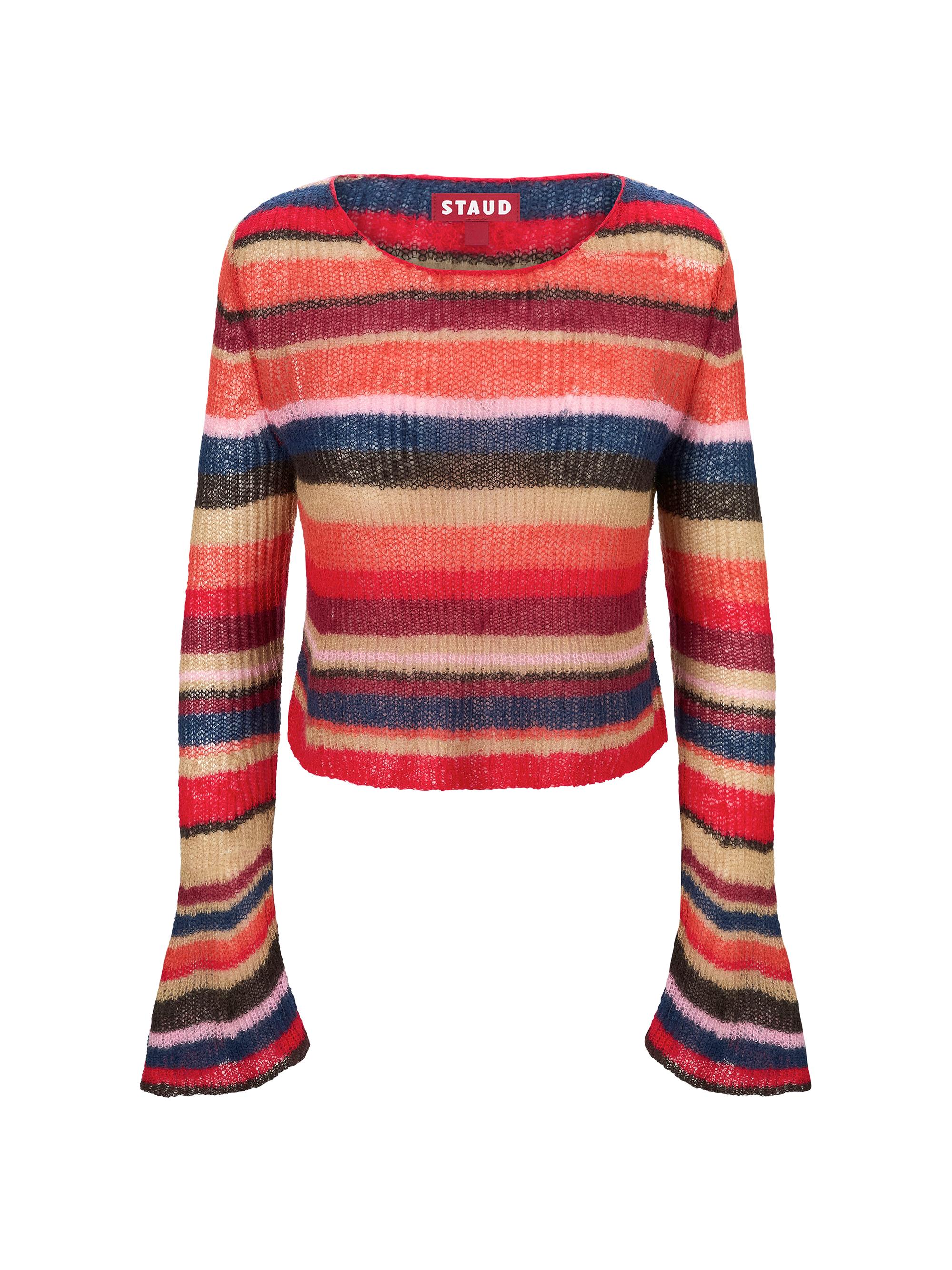 Staud Women's Parker Striped Crop Sweater - Autumnal Faded Stripe