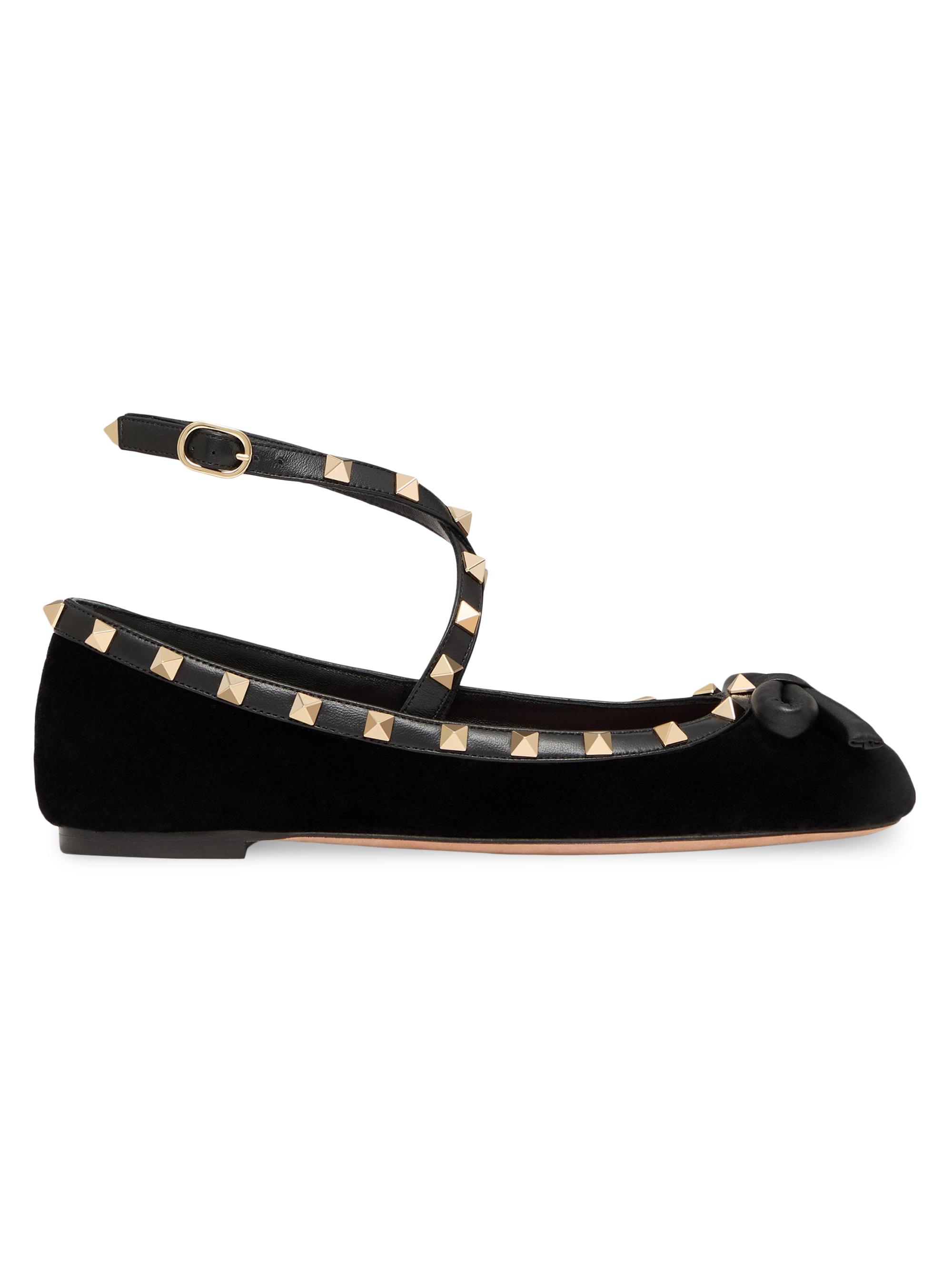 Valentino Ballerina ブラック Valentino Garavani Rockstuds Black Caged Leather Ballerina Flats