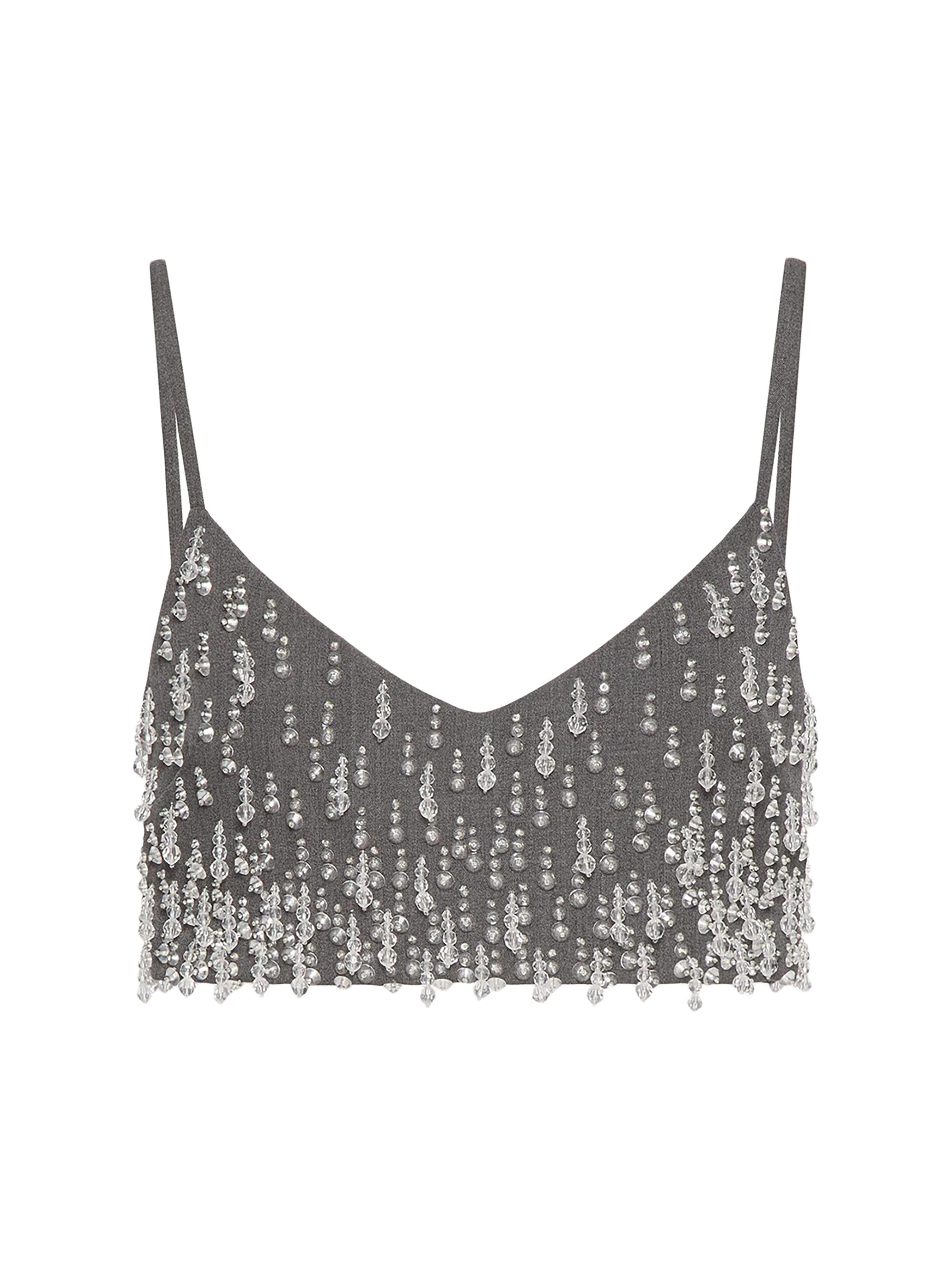 Valentino Garavani Women's Embroidered Active Gabardine Top - Grey