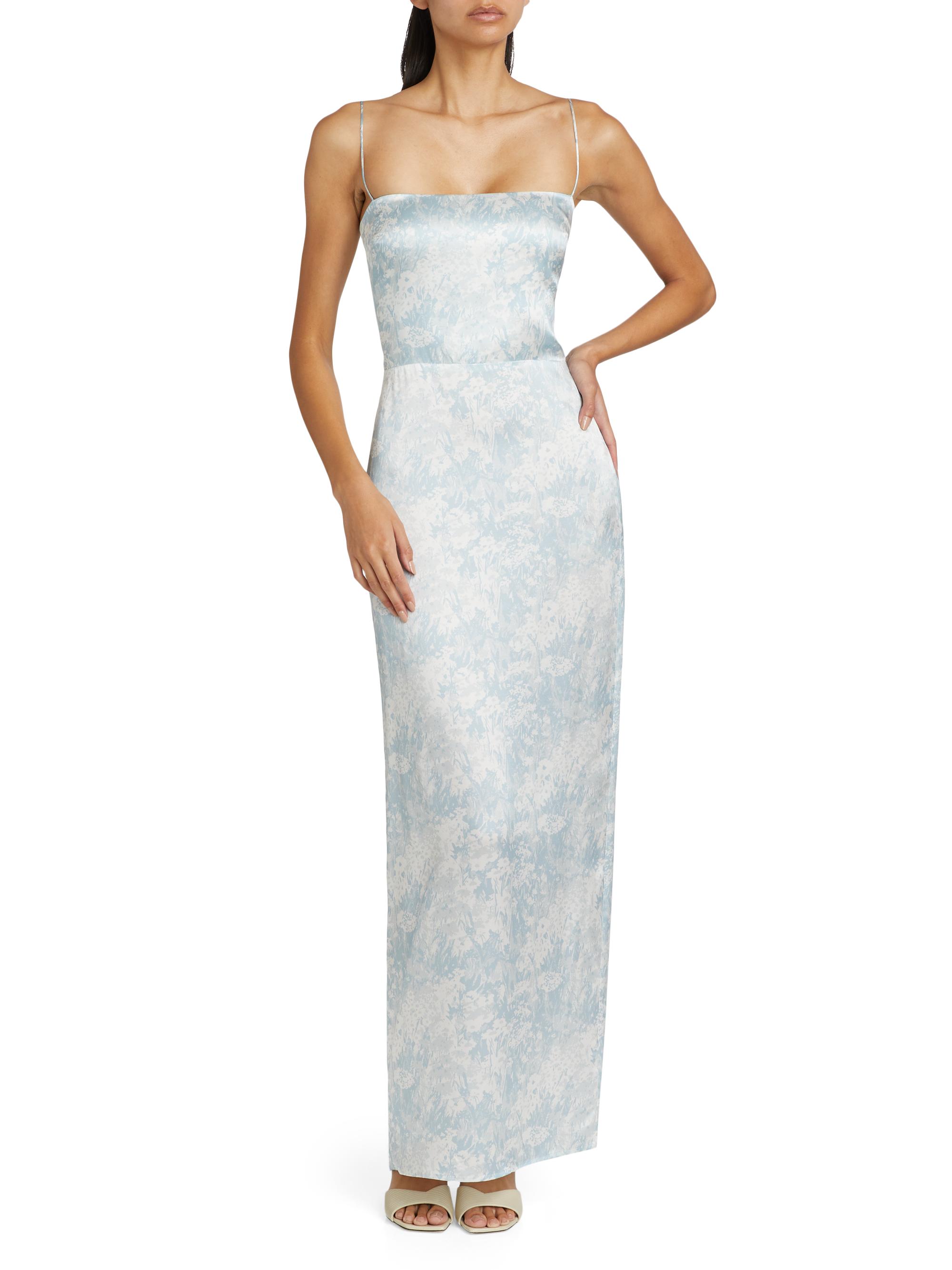 petite silk dress Gold by Petite Amalie Blush Orchid Print Silk Gown