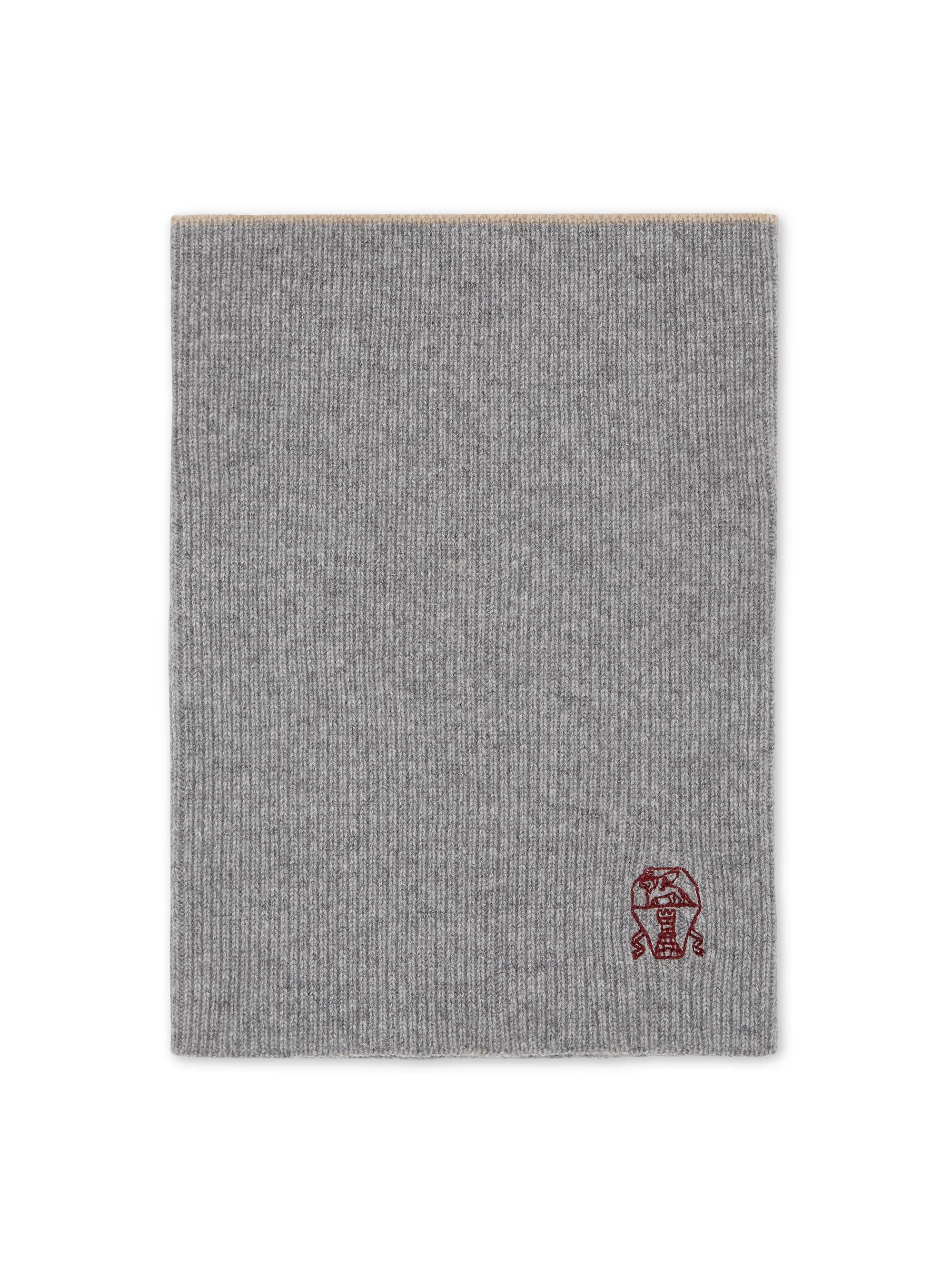 Brunello Cucinelli Men's Cashmere Rib Knit Neck Warmer - Light Grey
