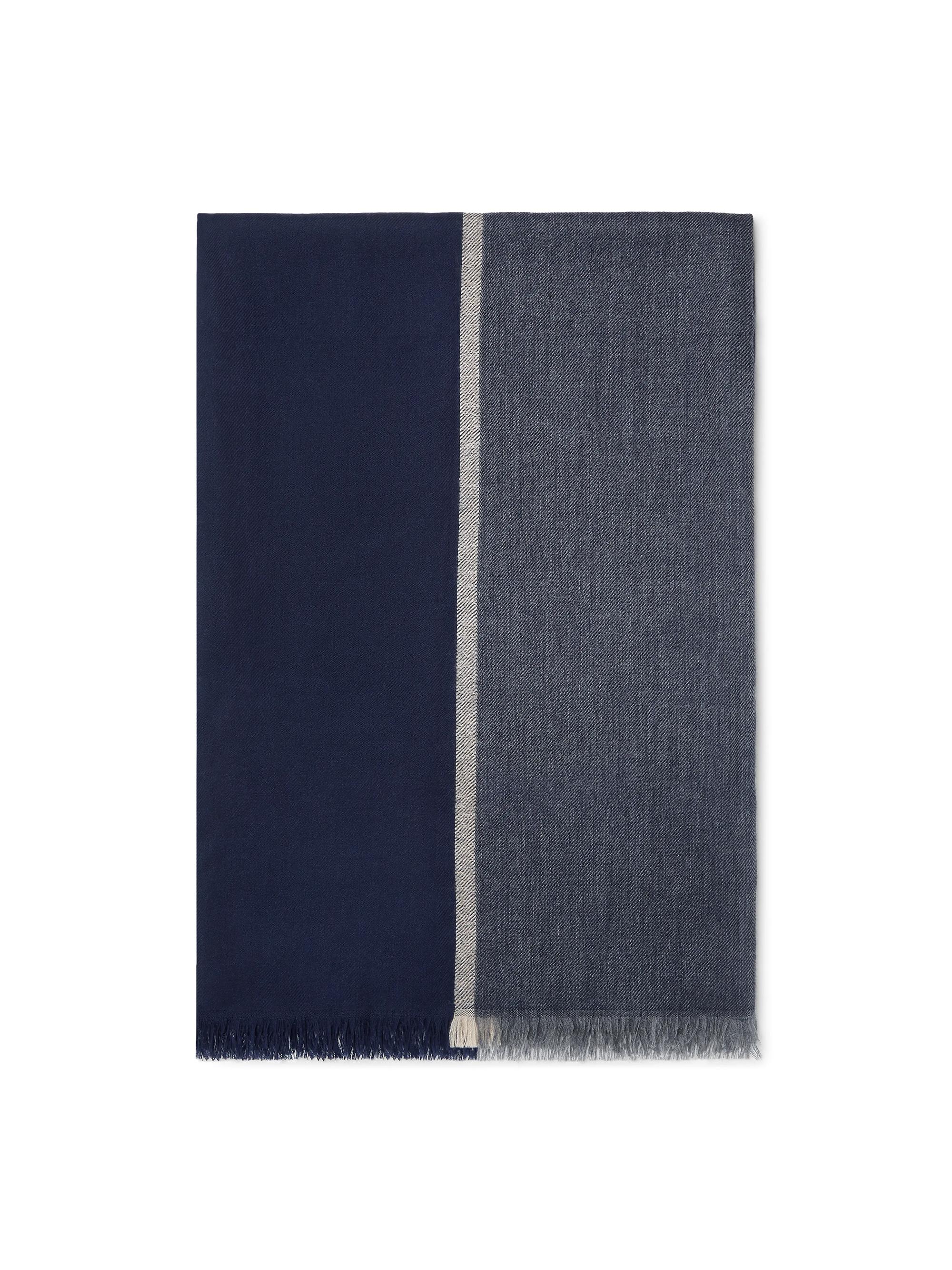 Brunello Cucinelli Men's Cashmere and Silk Color Block Scarf - Light Grey