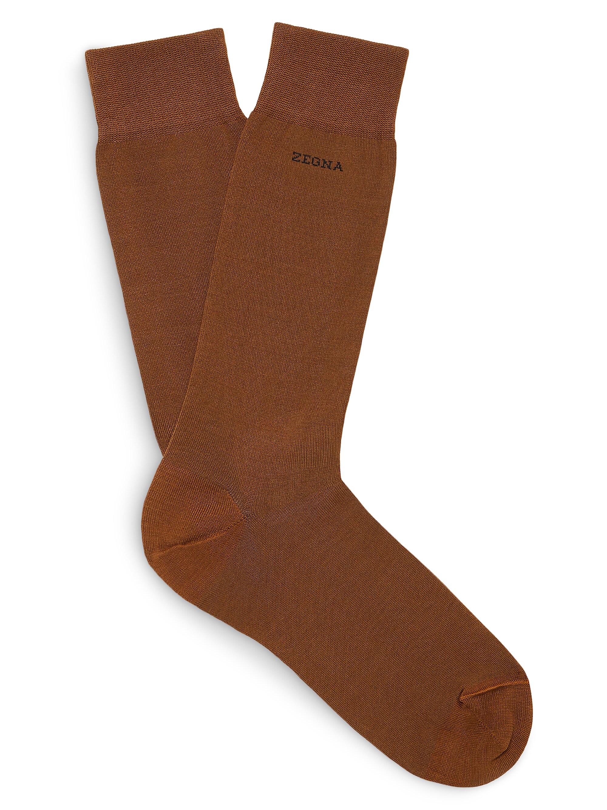 ZEGNA Men's Cotton Blend Socks - Dark Foliage