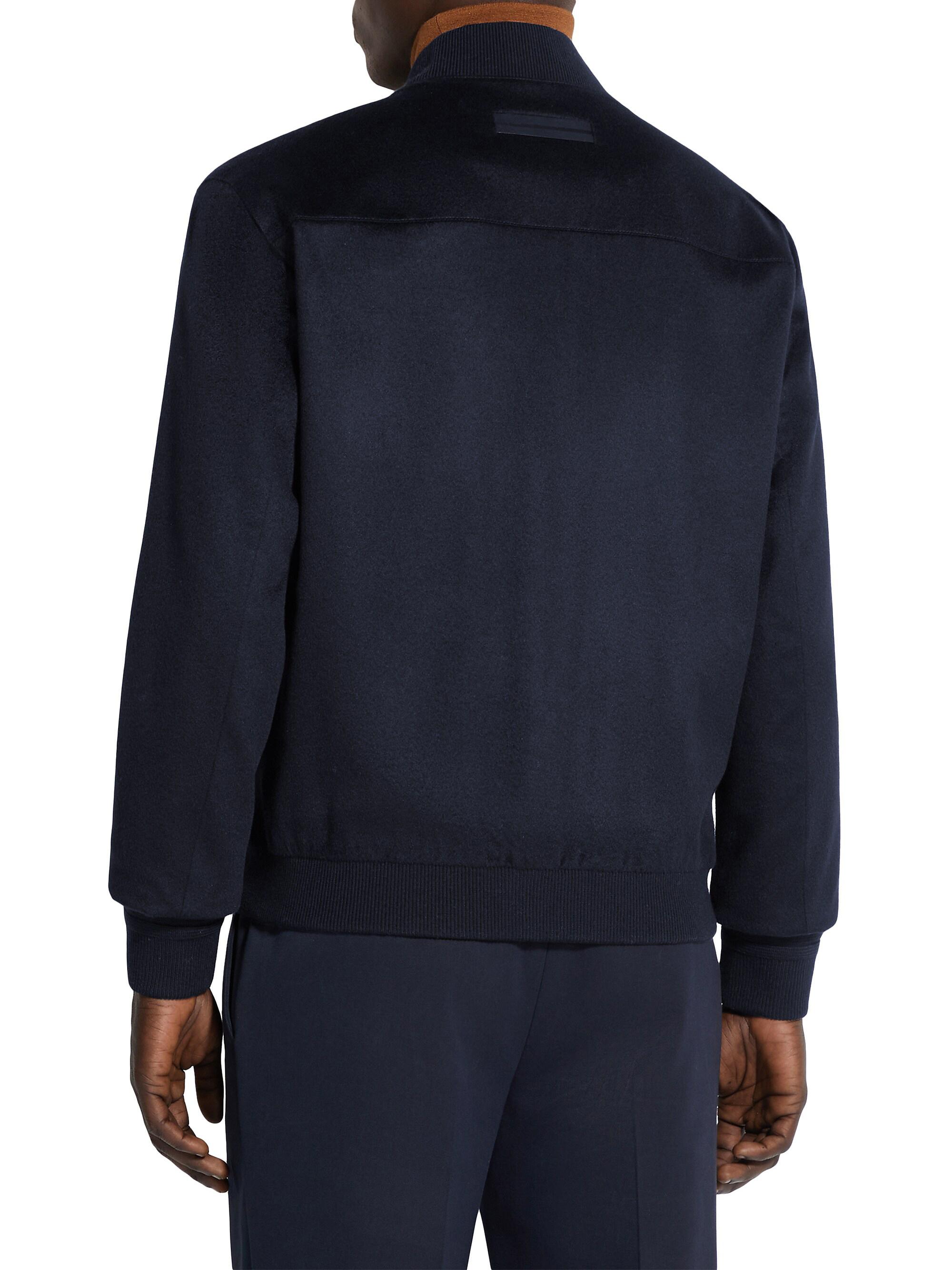 ZEGNA Men's Oasi Cashmere Elements Blouson Jacket - Navy Blue | Thumbnail 3