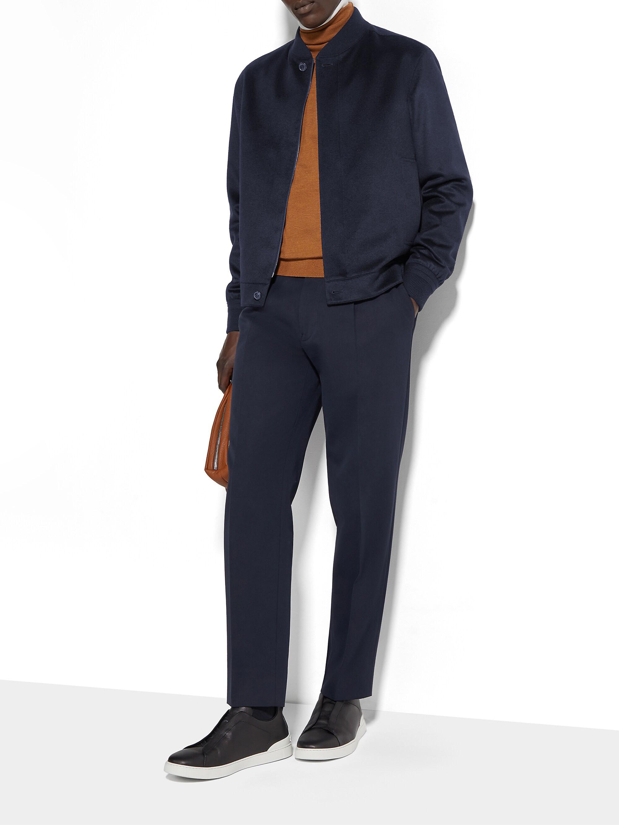 ZEGNA Men's Oasi Cashmere Elements Blouson Jacket - Navy Blue | Thumbnail 5