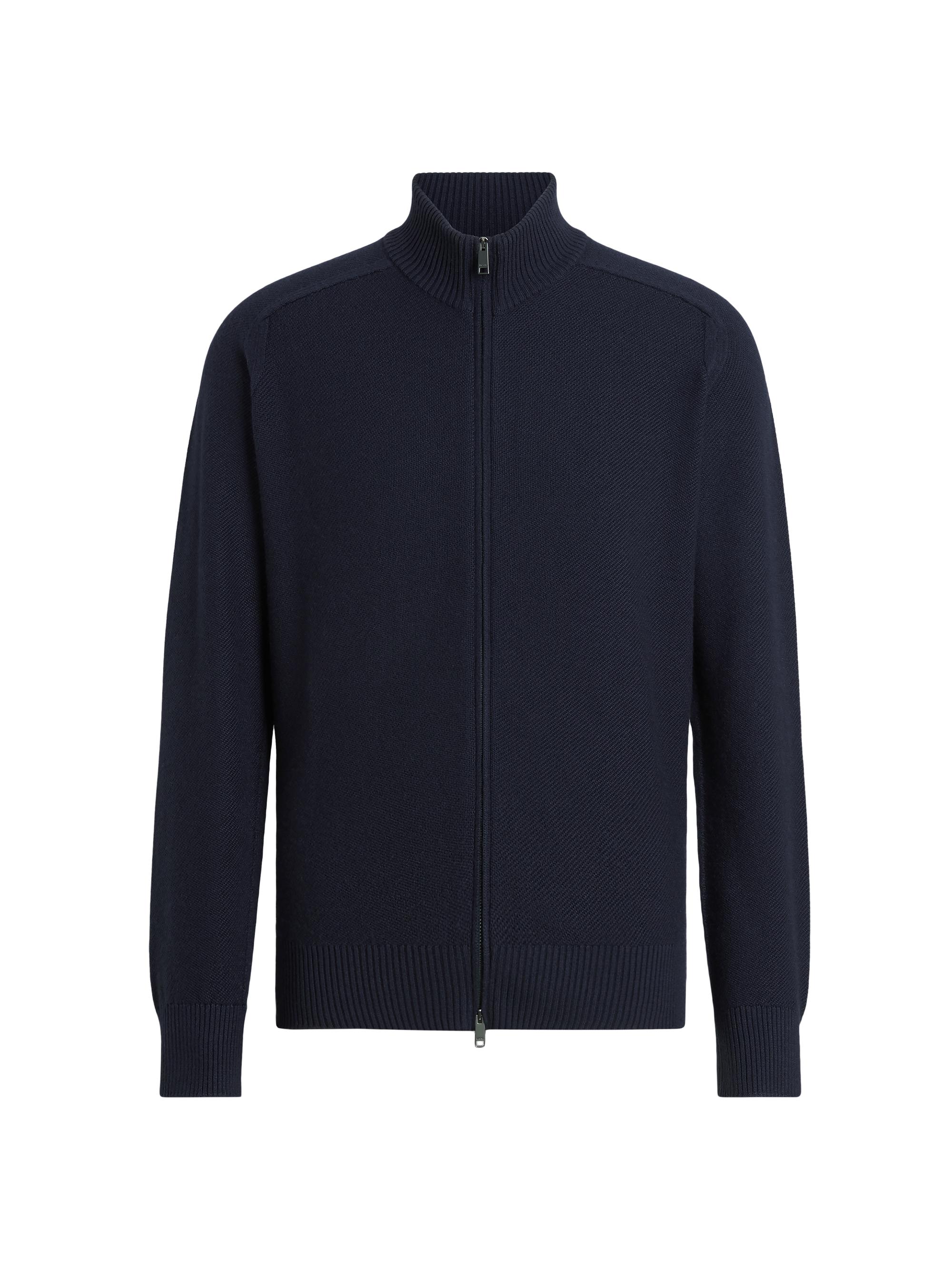 ZEGNA Men's Cashseta Full Zip Cardigan - Navy Blue