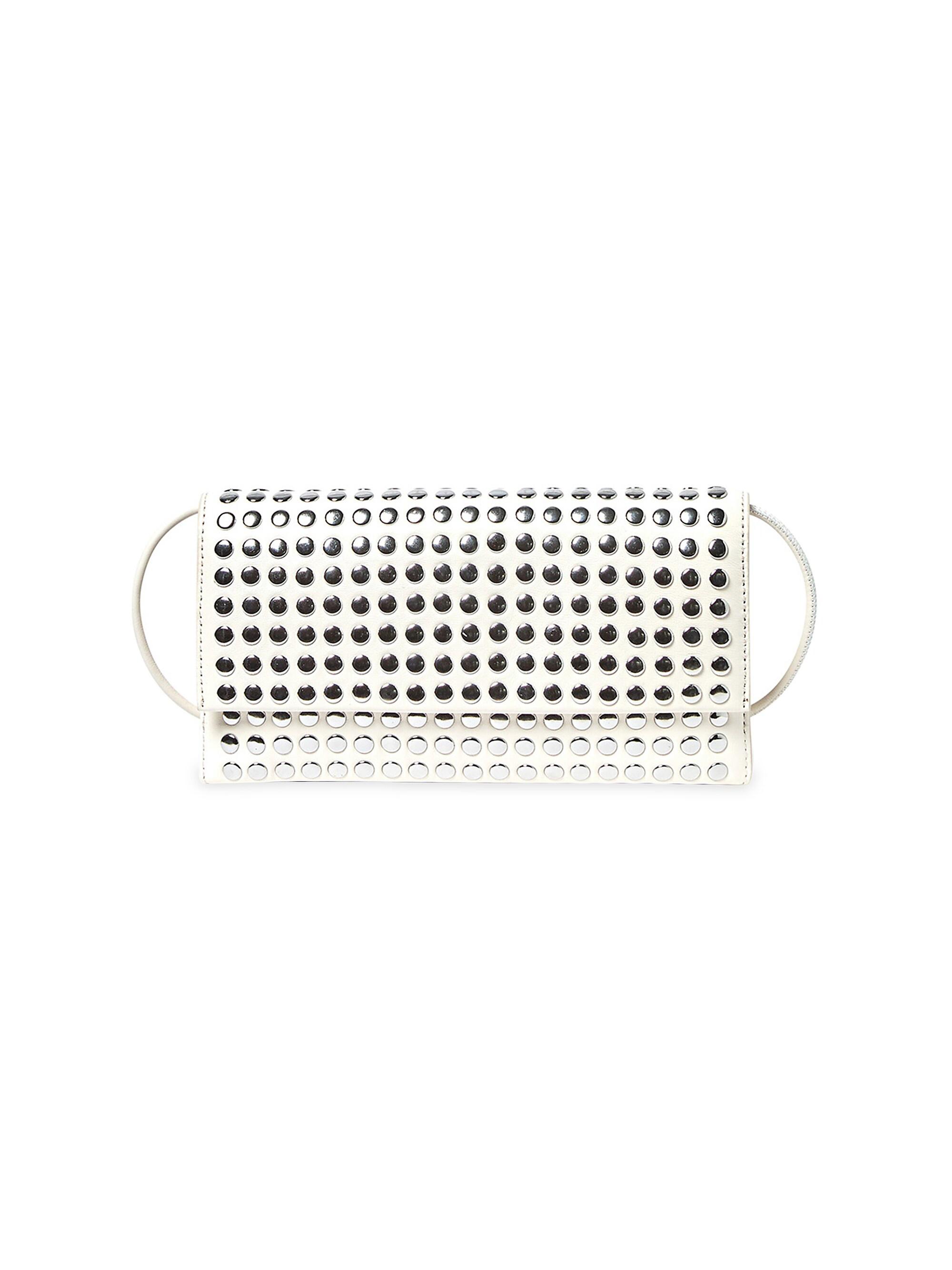 Loeffler Randall Women's Charlee Studded Leather Clutch - Ecrusilver