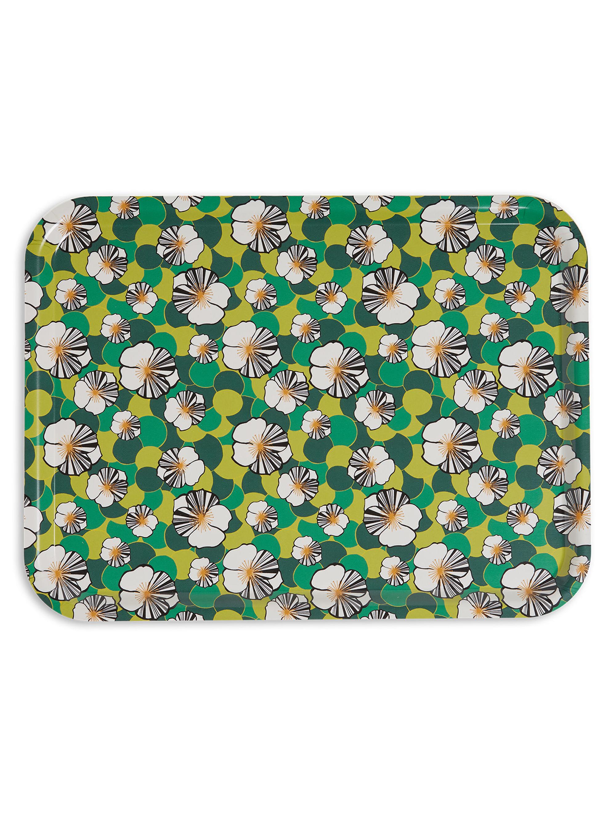 La DoubleJ Rectangular Printed Tray - Ninfea Green