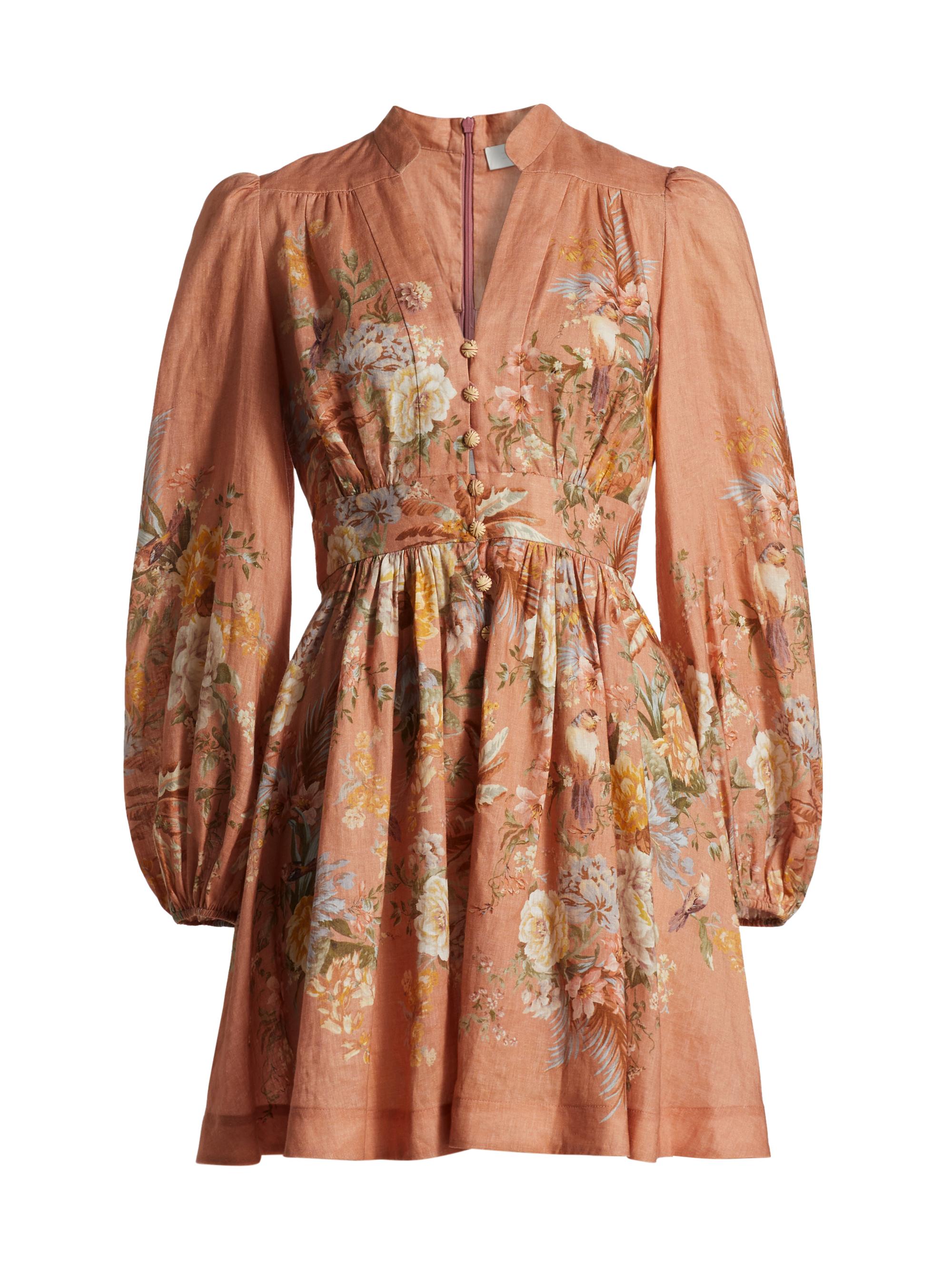 ZIMMERMANN フラワープリントリネンベアオールインワン ZIMMERMANN フラワープリントリネンベアオールインワン