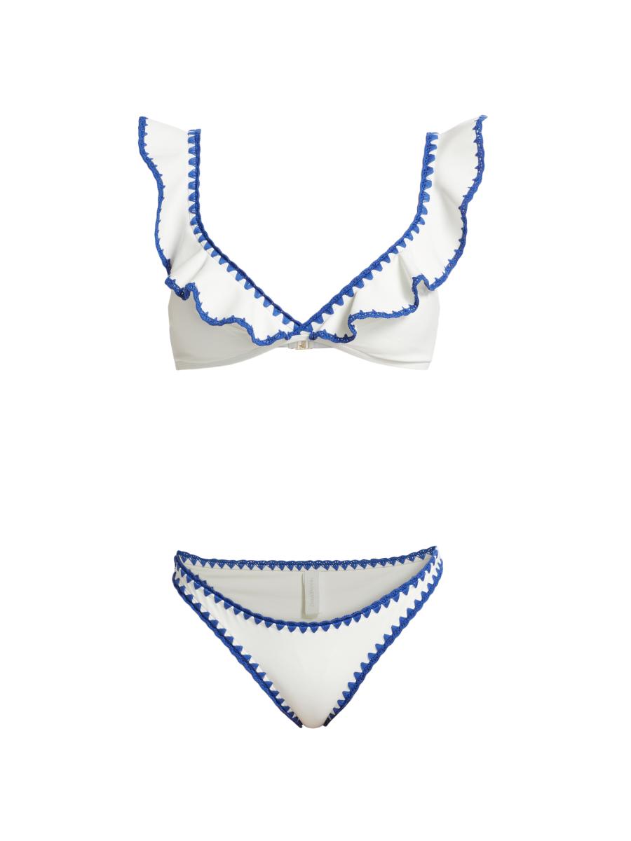 VIP【関税送料無料】希少 Zimmermann Cascadian Crochet Bikini Cascadian Crochet Tri Bikini Tea Blue Botanical Floral